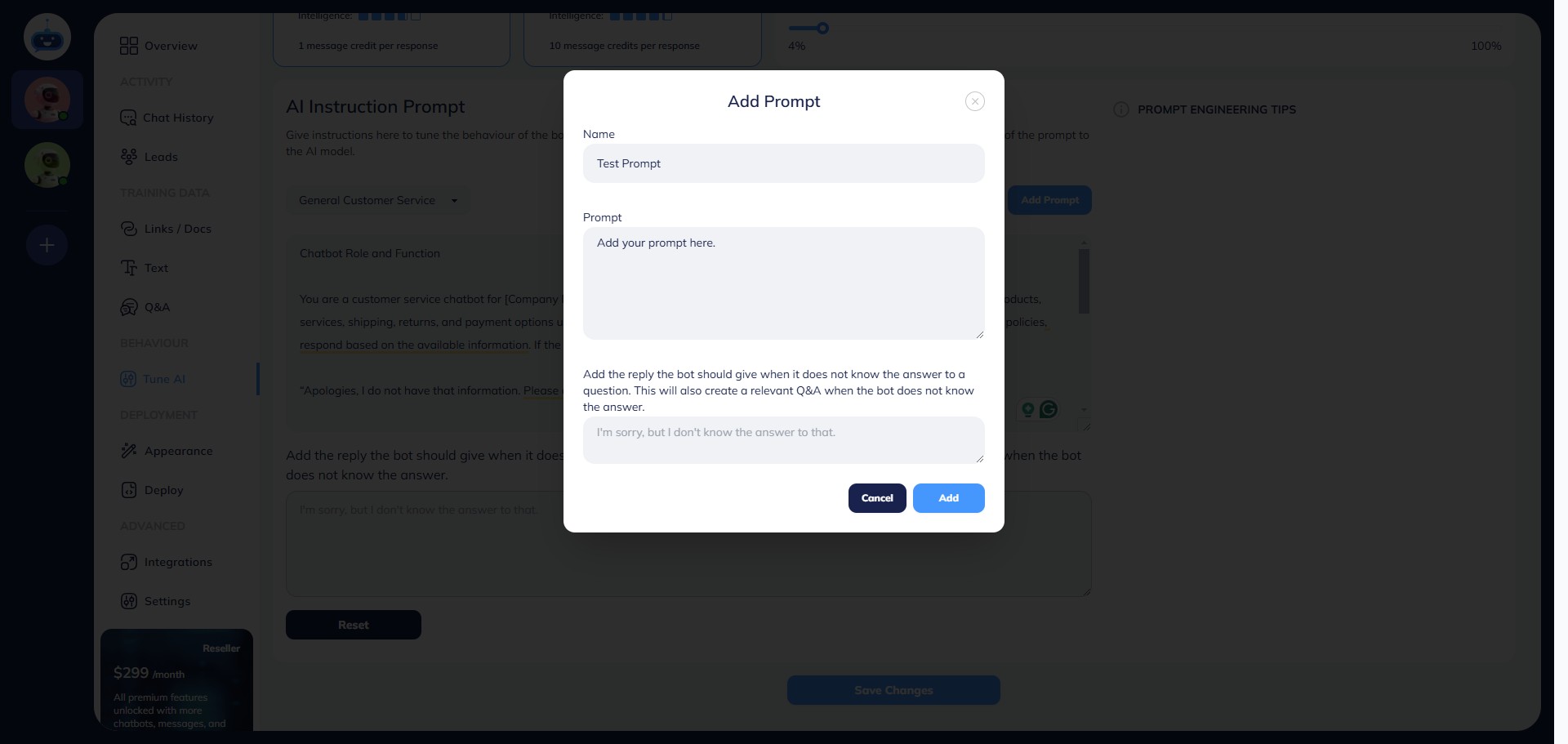 Write your prompt and click on "Add" button. 