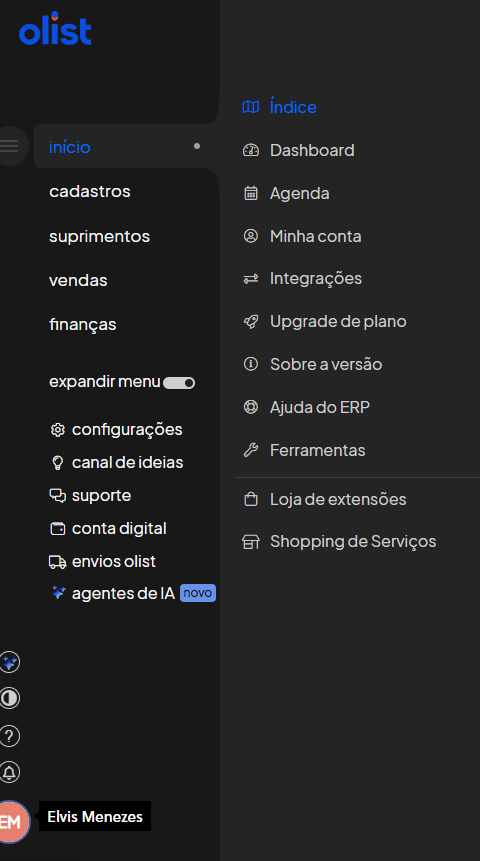 Clique em **"Configurações"**.