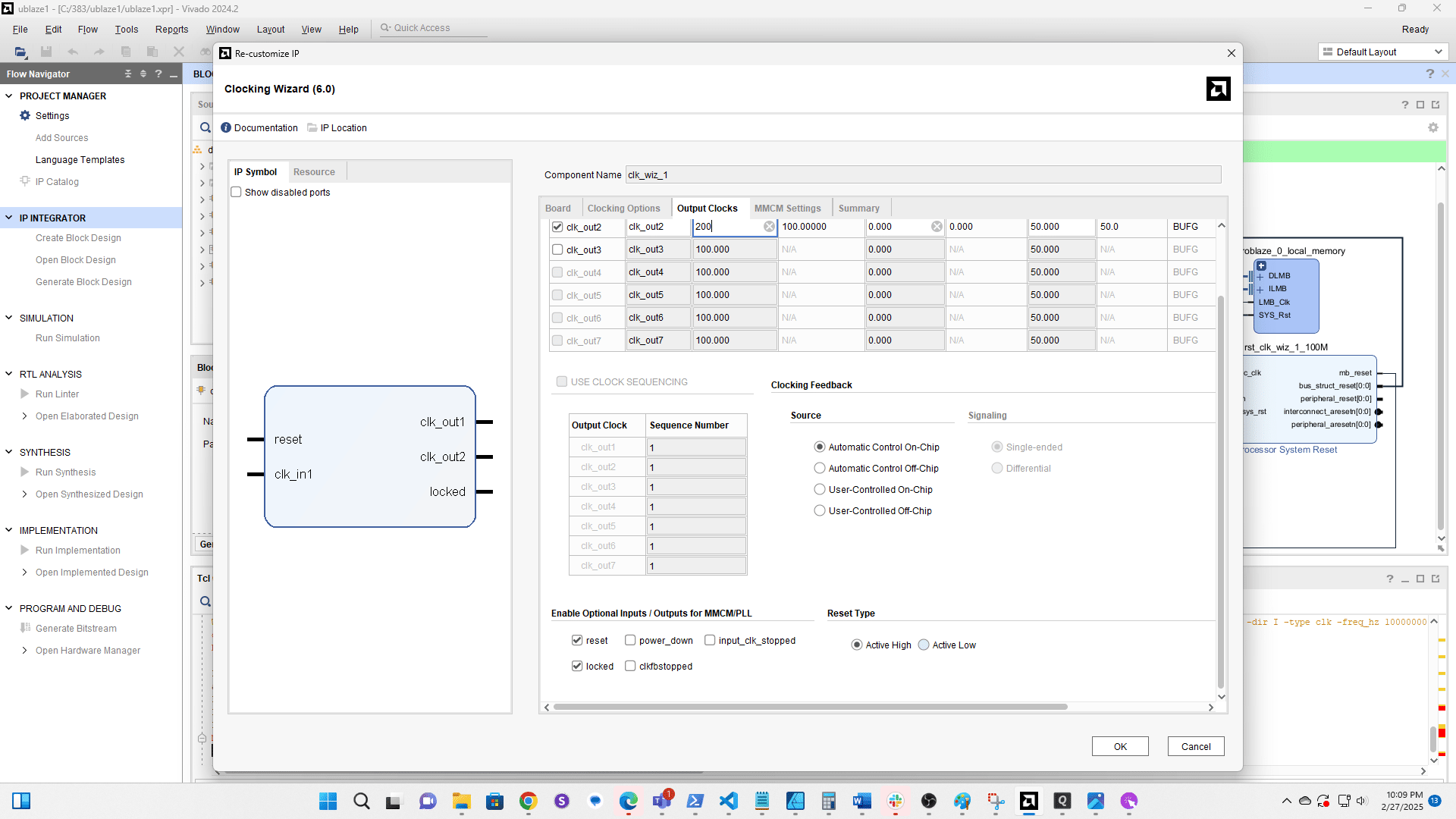 Set the Reset Type to Active Low