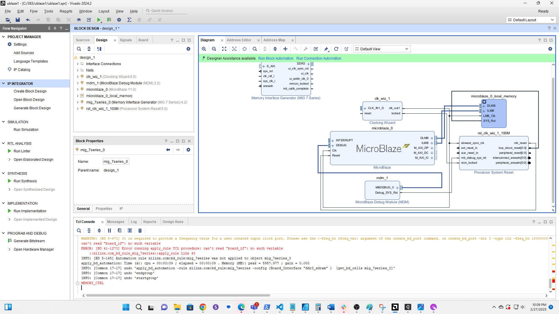 Double click the Clock Wiz component