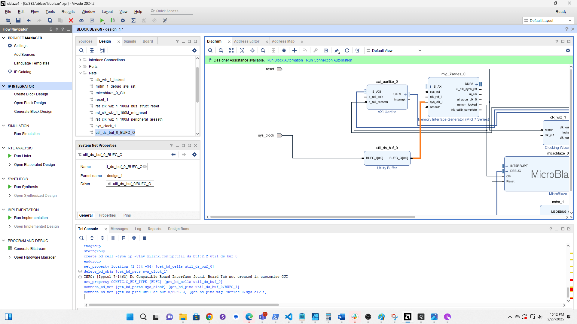 Click and drag to create a connection from the Utility Buffer output to clk in1 on Clk Wiz 1