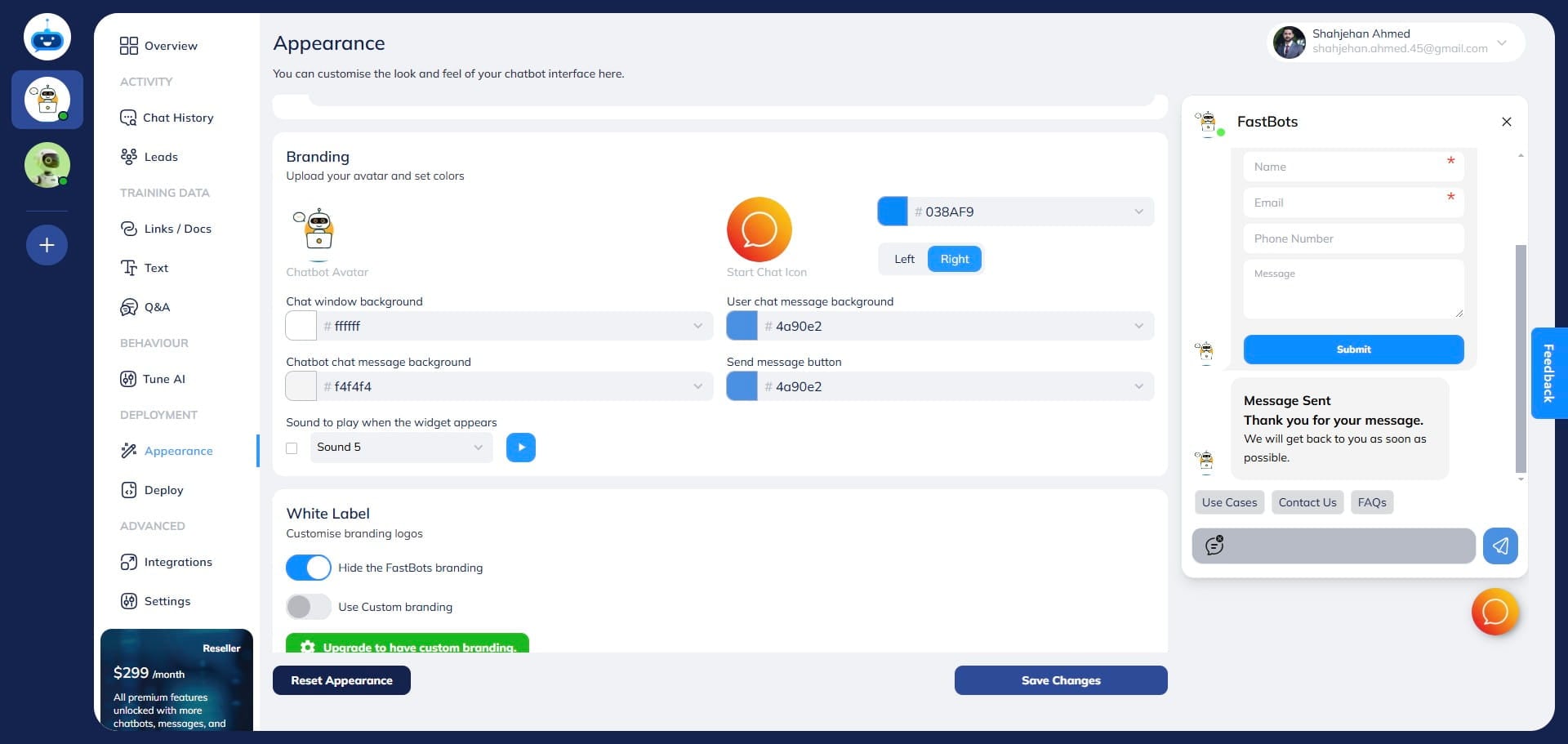 The text you enter will show here in the "Message Sent" after the lead collection form is submitted.