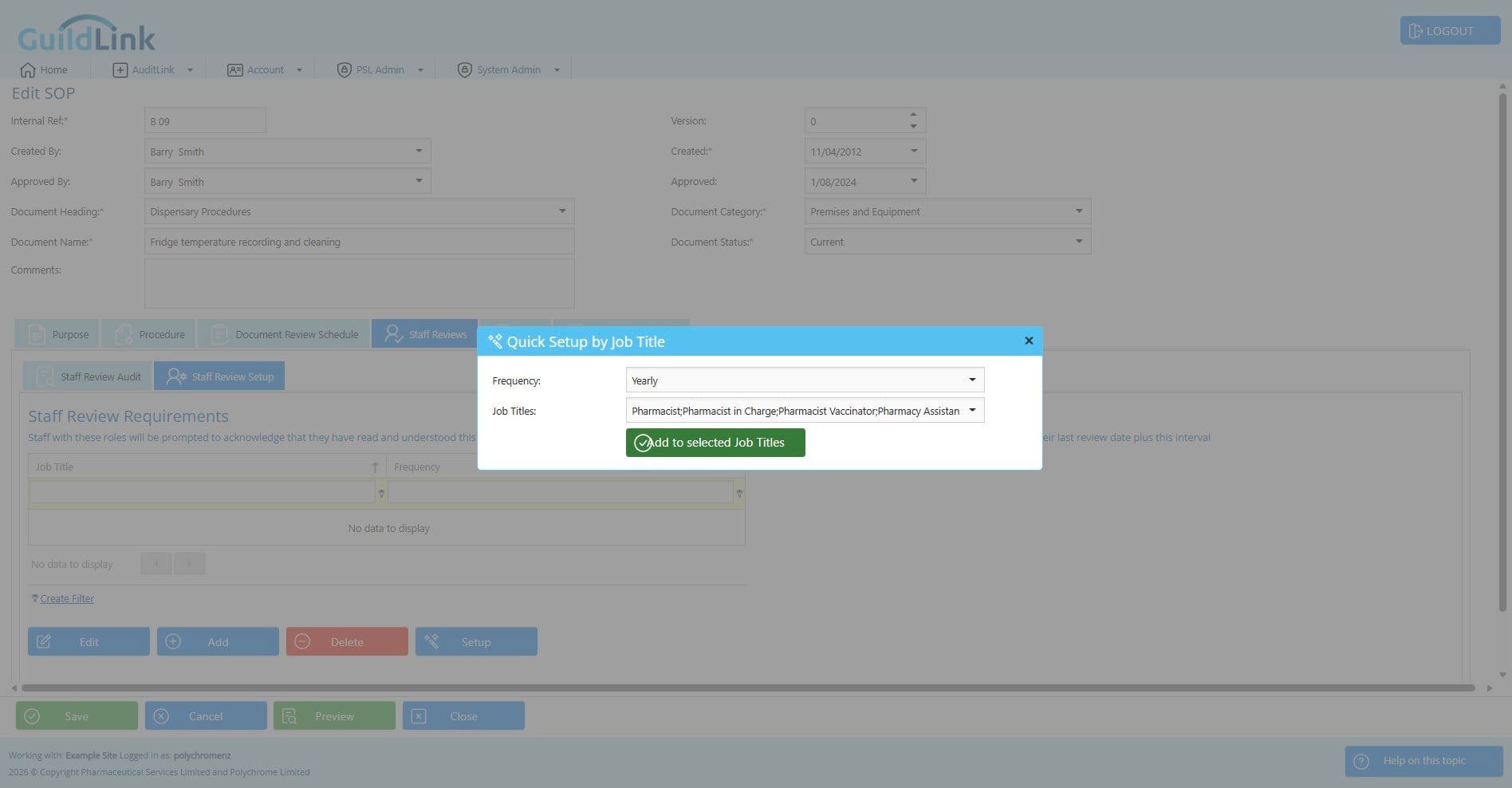 Click on "Add to selected Job Titles"