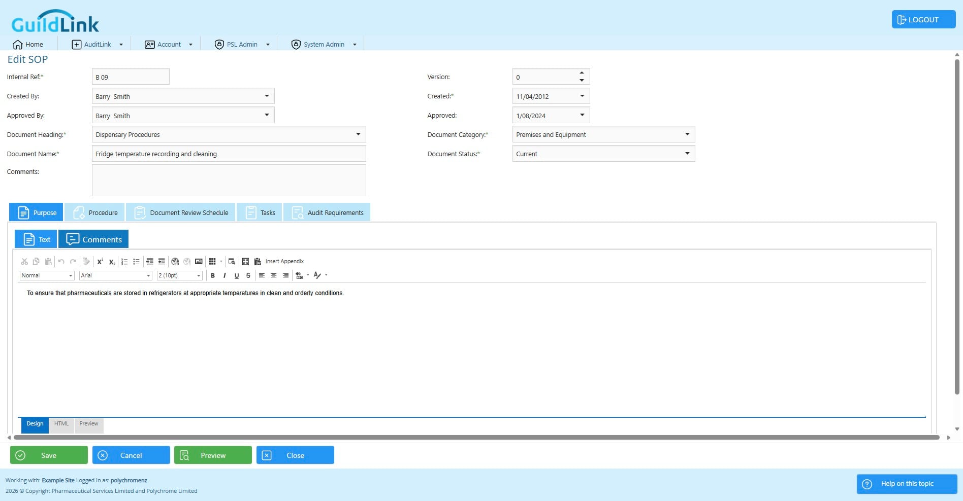 If you need to add comments for staff that don't get printed on the SOP details report, add them here.