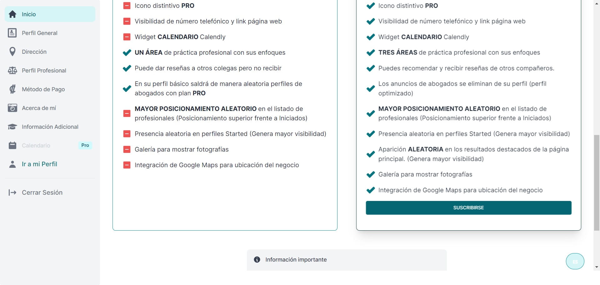 Click en "Suscribirse"