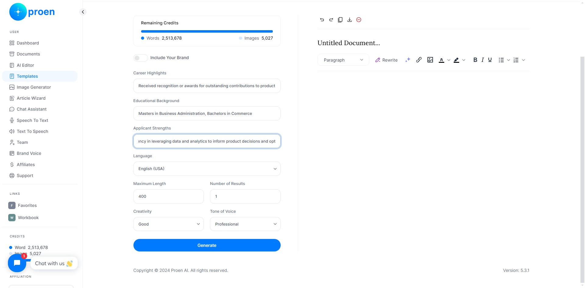 **Optional**: curate the content that will be generated 