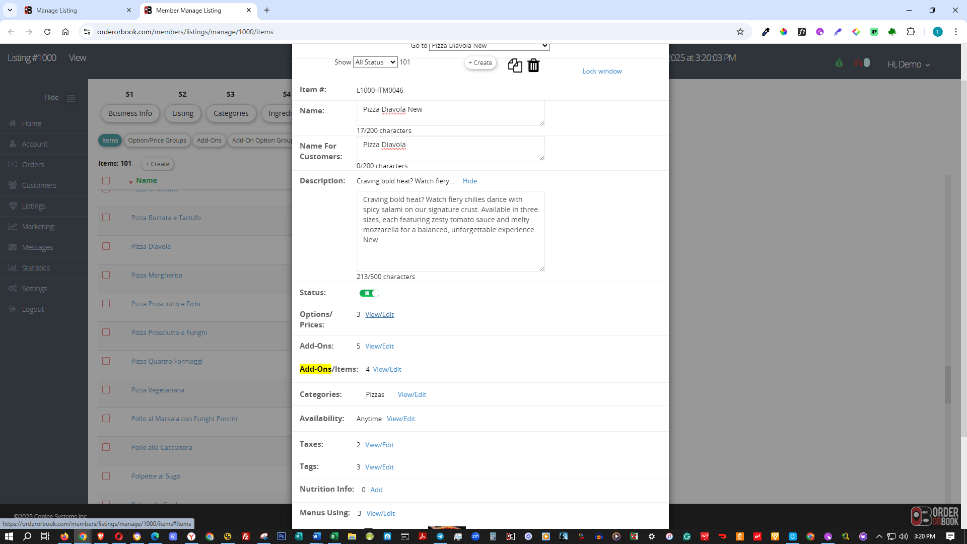 Click the **view/edit** link.