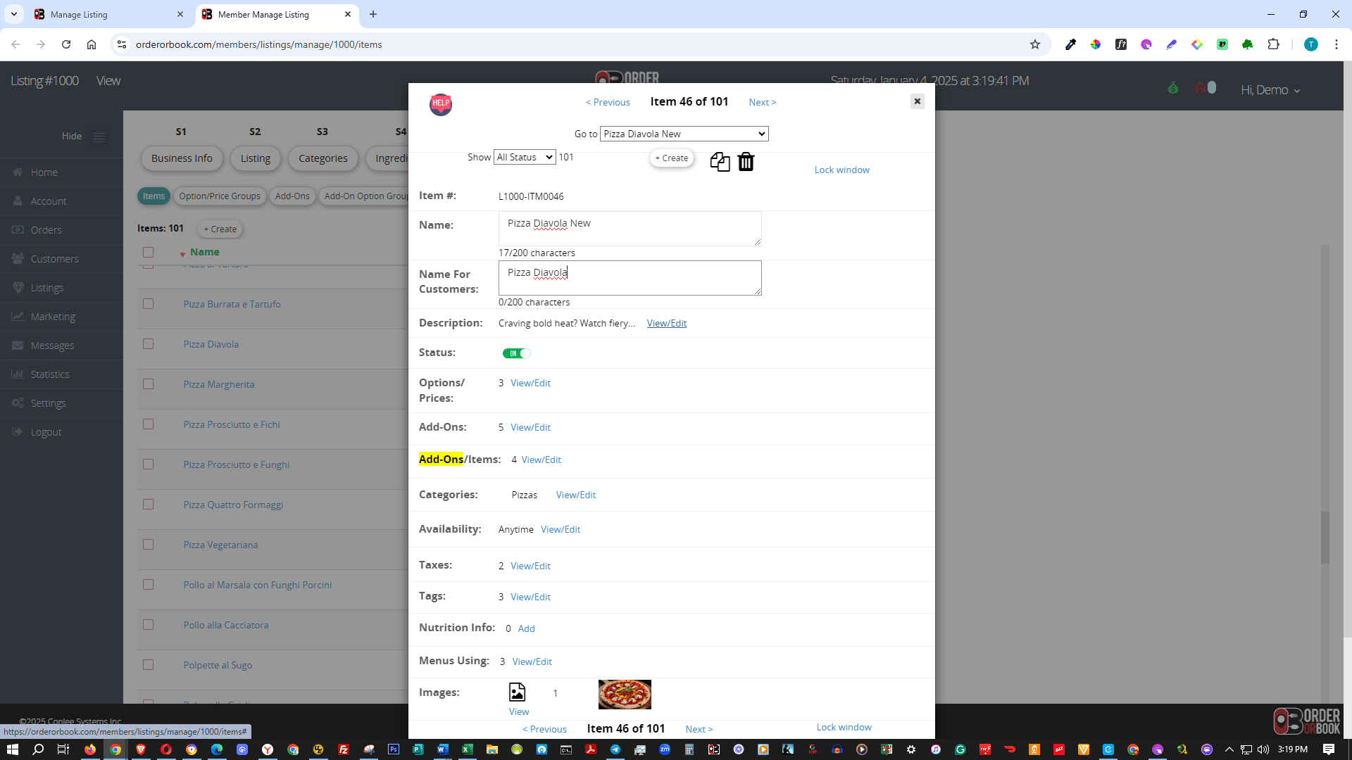 Click the **view/edit** link.