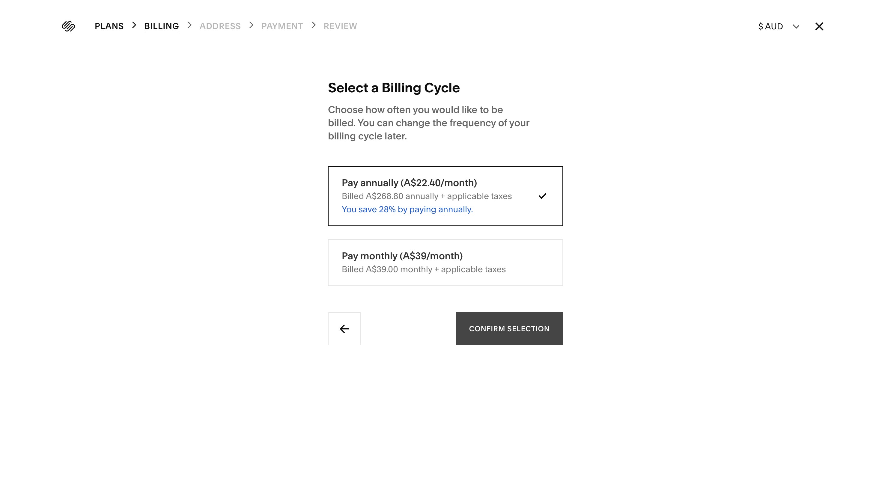 Click '**Confirm Selection'**.
