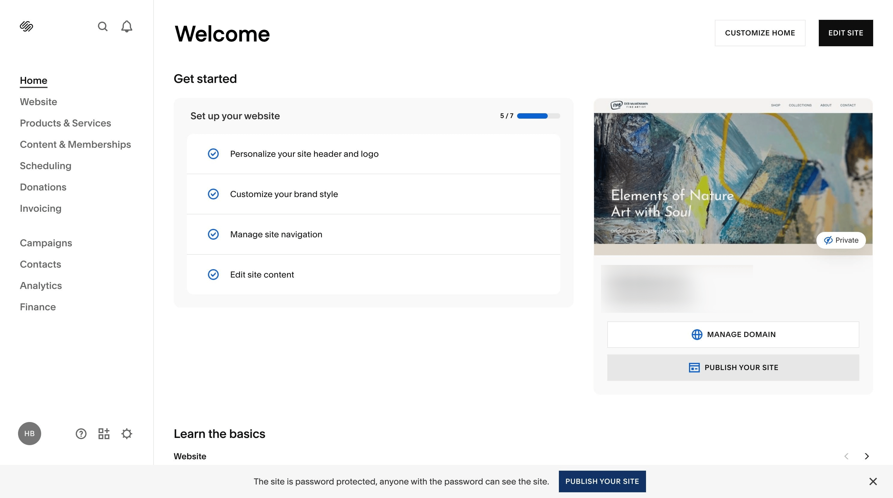 Click '**Publish your site'**.