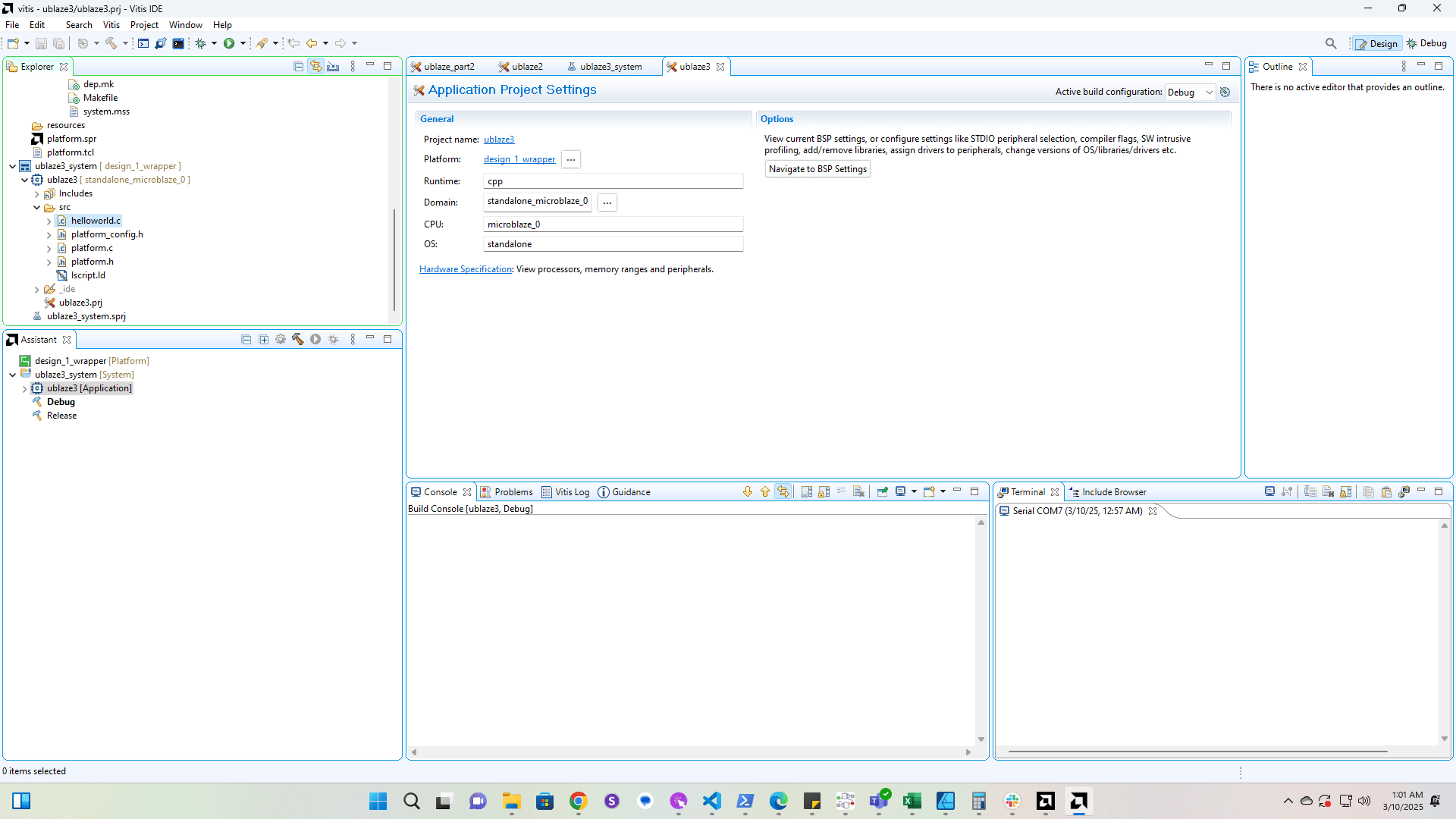 Build and run the helloworld project
