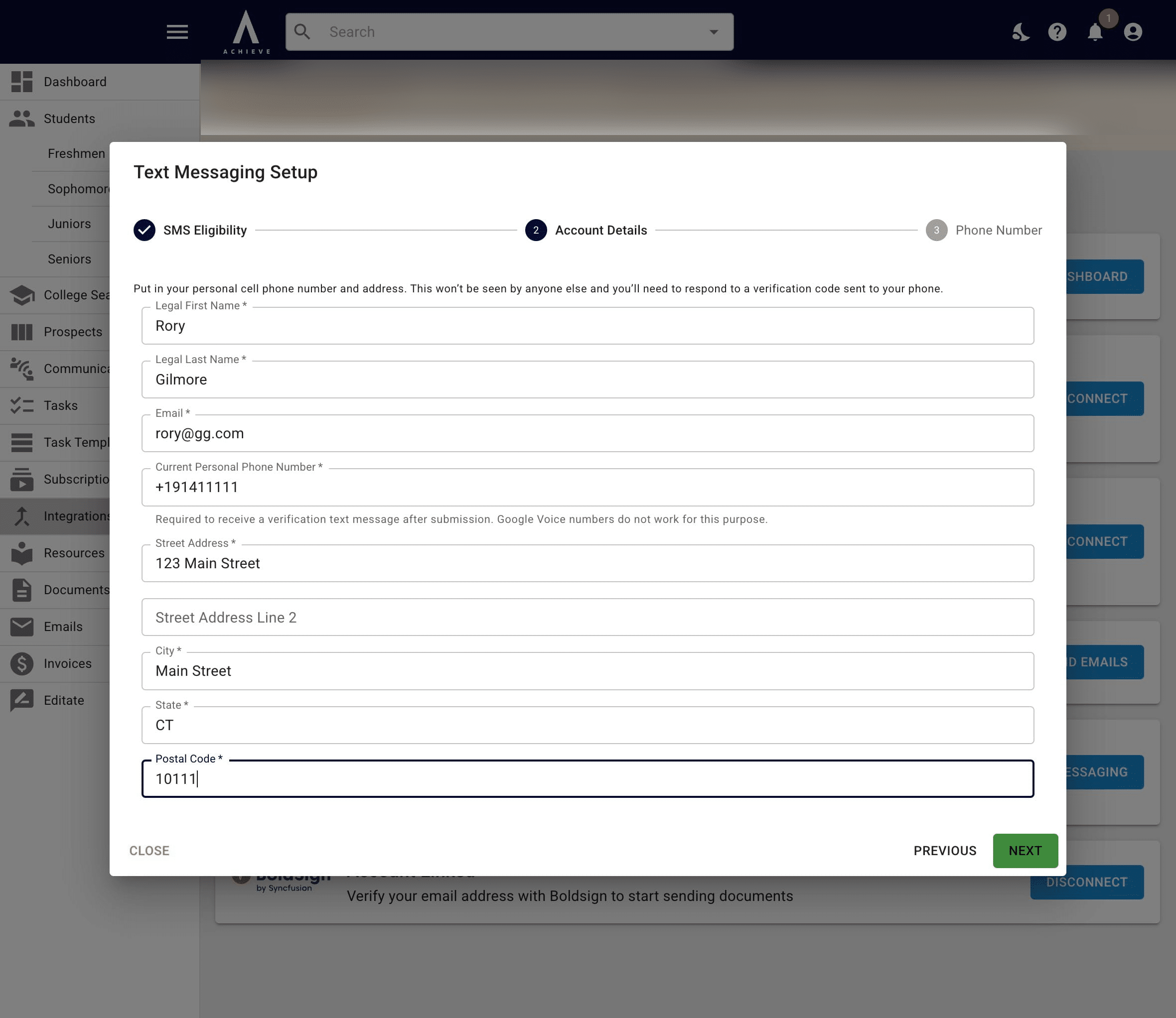 Fill out the **Account Details** section and click **Next**