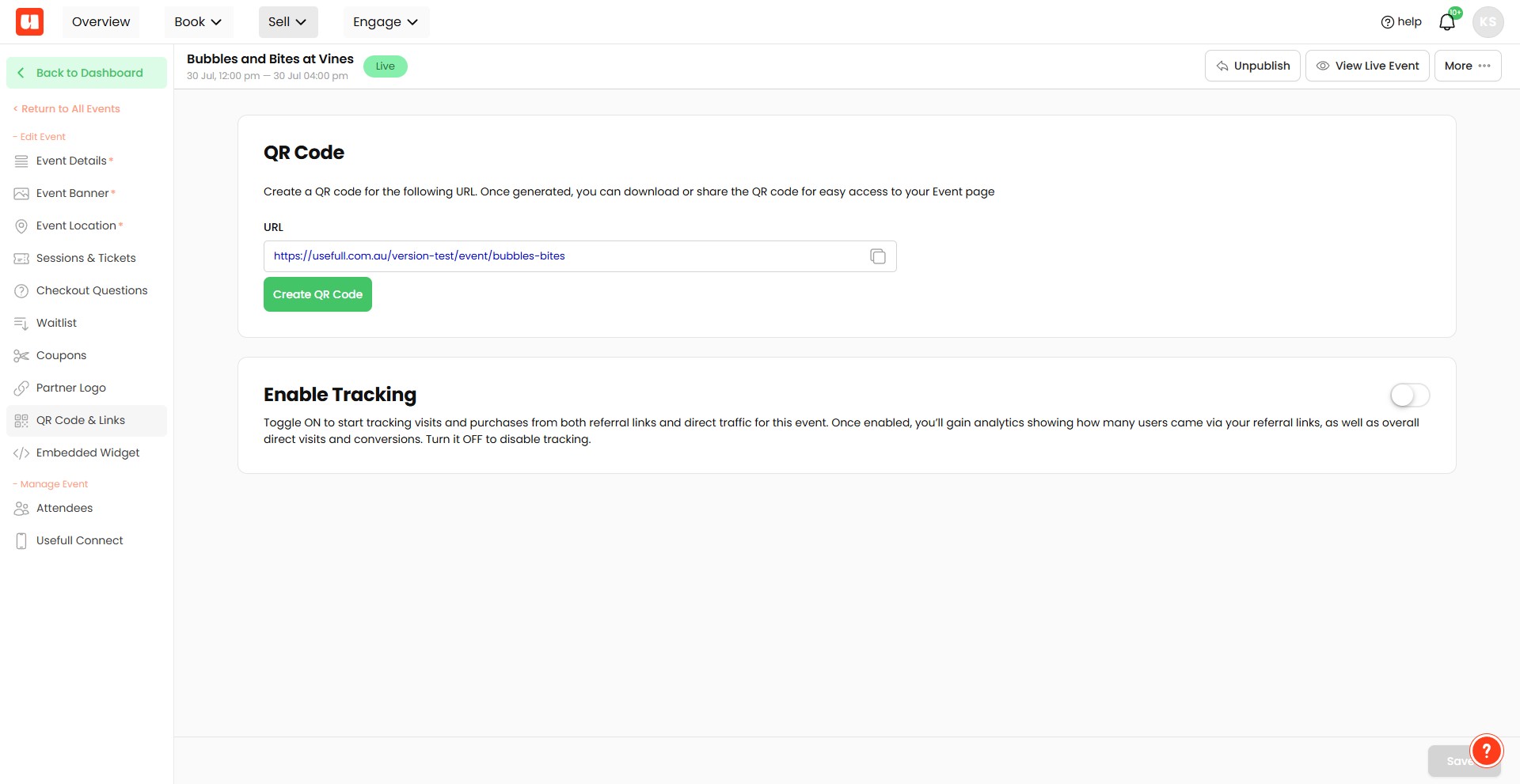 Scroll down until you see the **Enable Tracking** section.
Make sure tracking is turned **on**.
Once tracking is enabled, a new section called **Referral Links** will become visible.