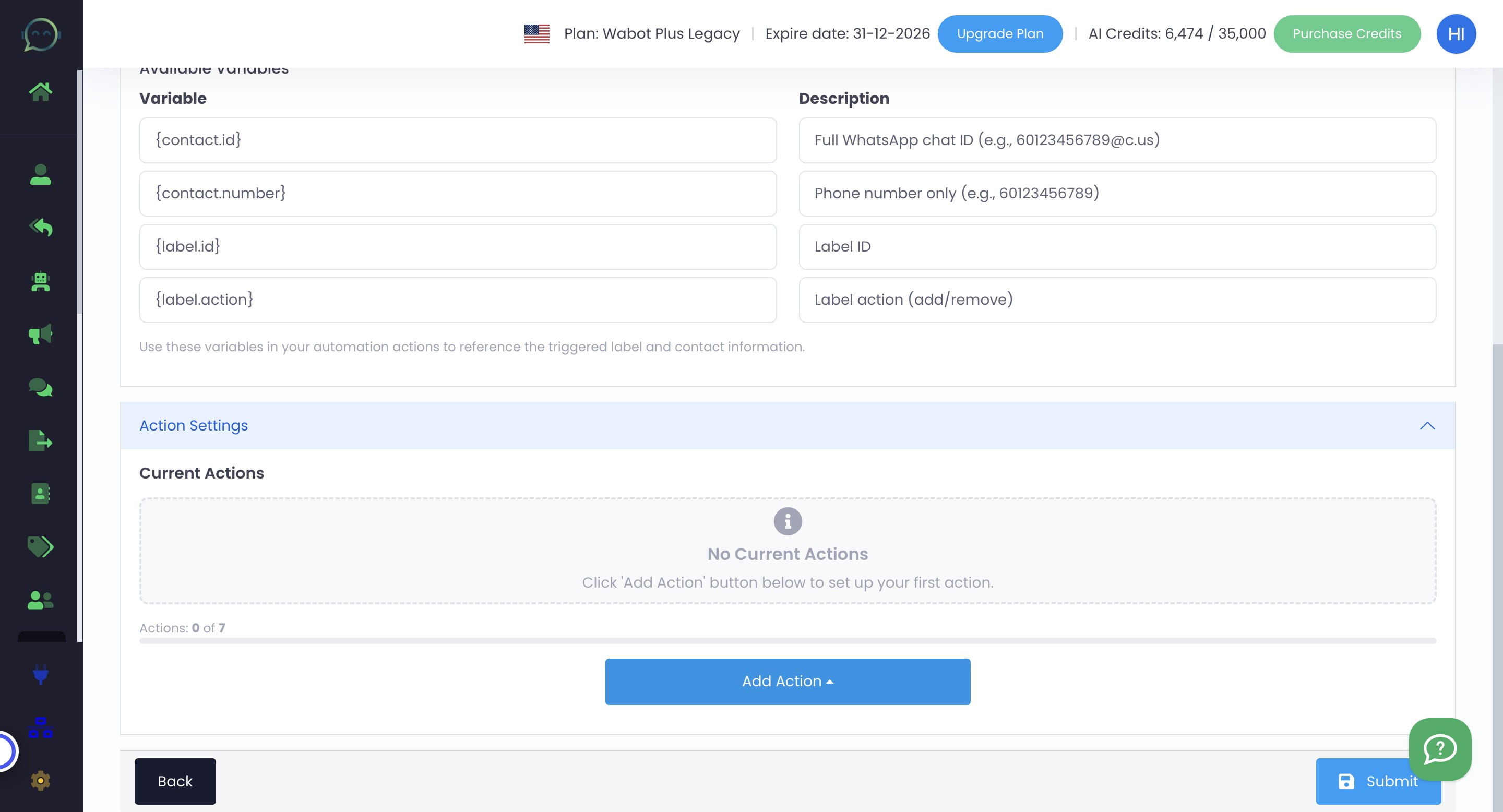 Click on "Add Action"