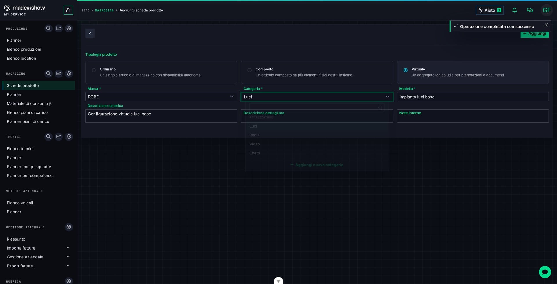 Premere «Aggiungi» per creare la scheda virtuale.