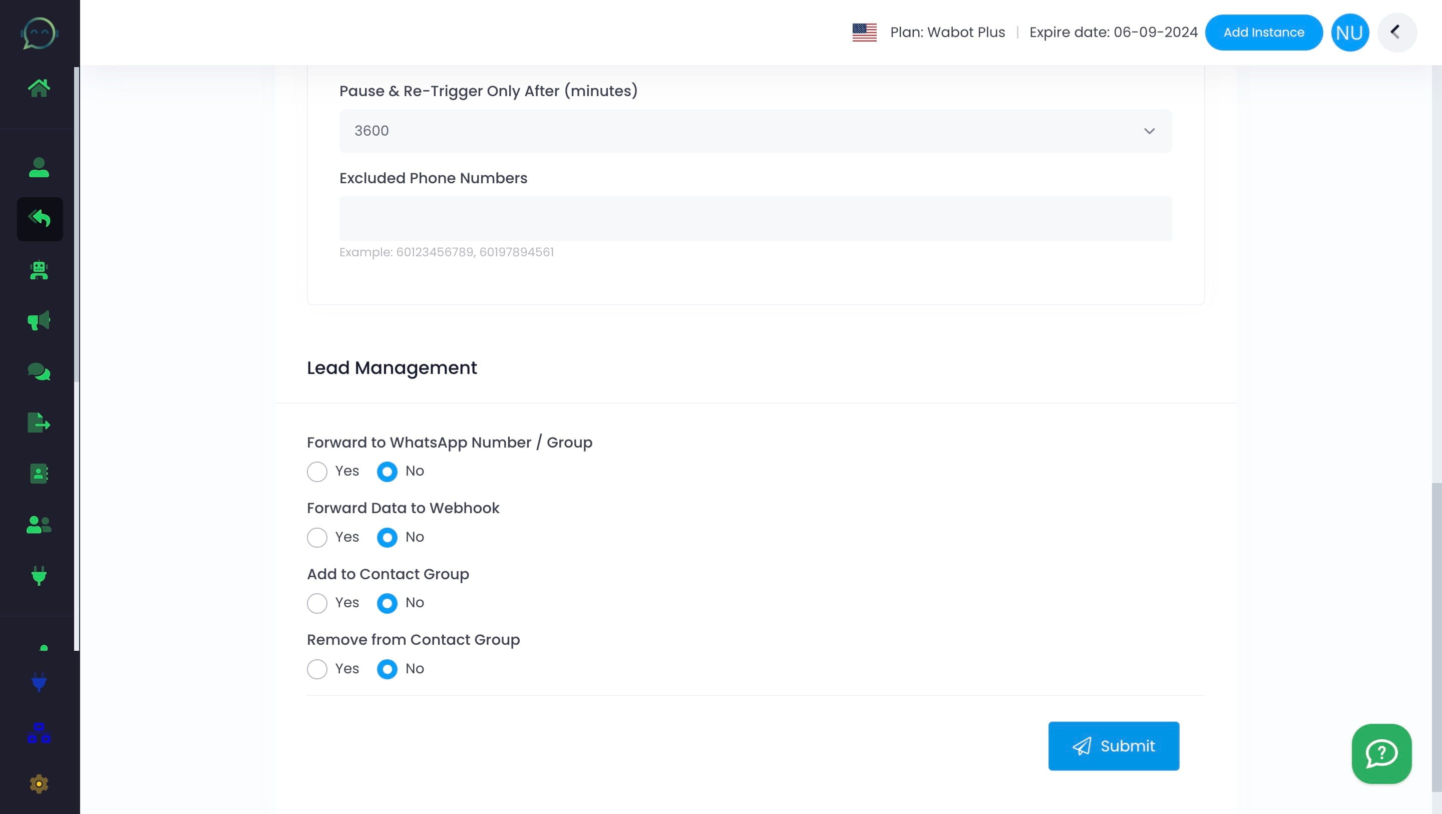 If customers reach out on WhatsApp, you have the option to forward messages to your team, store data for automation, or organize contact groups. Click "No" if this does not apply