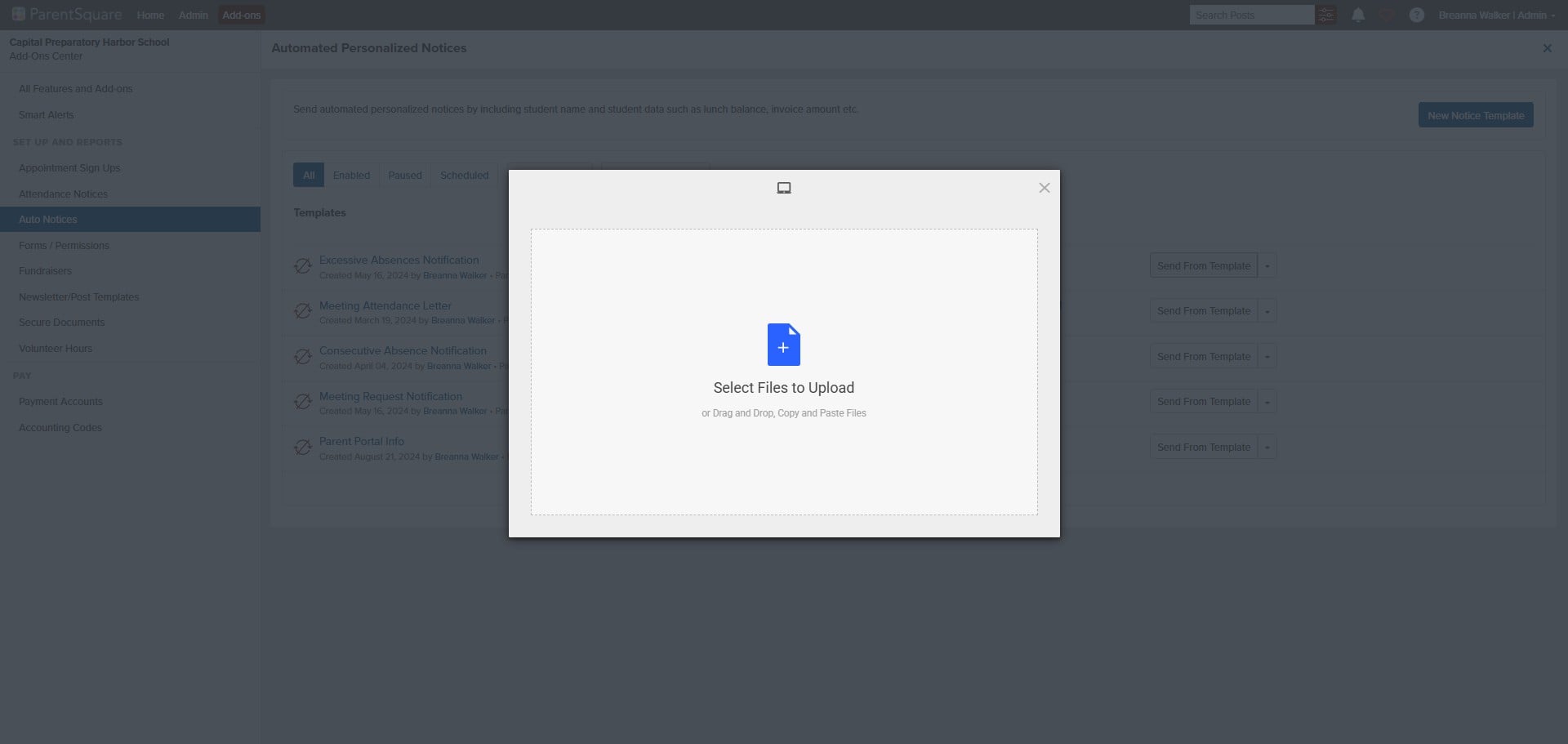 Click on "Select Files to Upload"