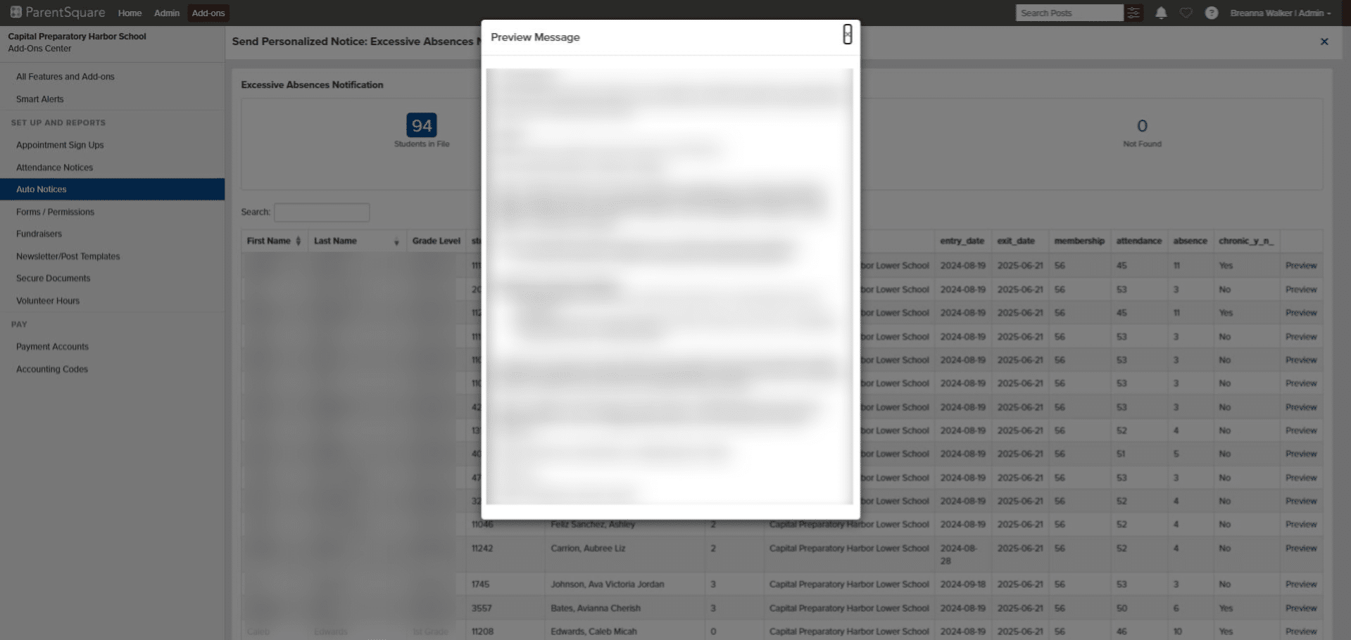 Review the information then Click on "×"