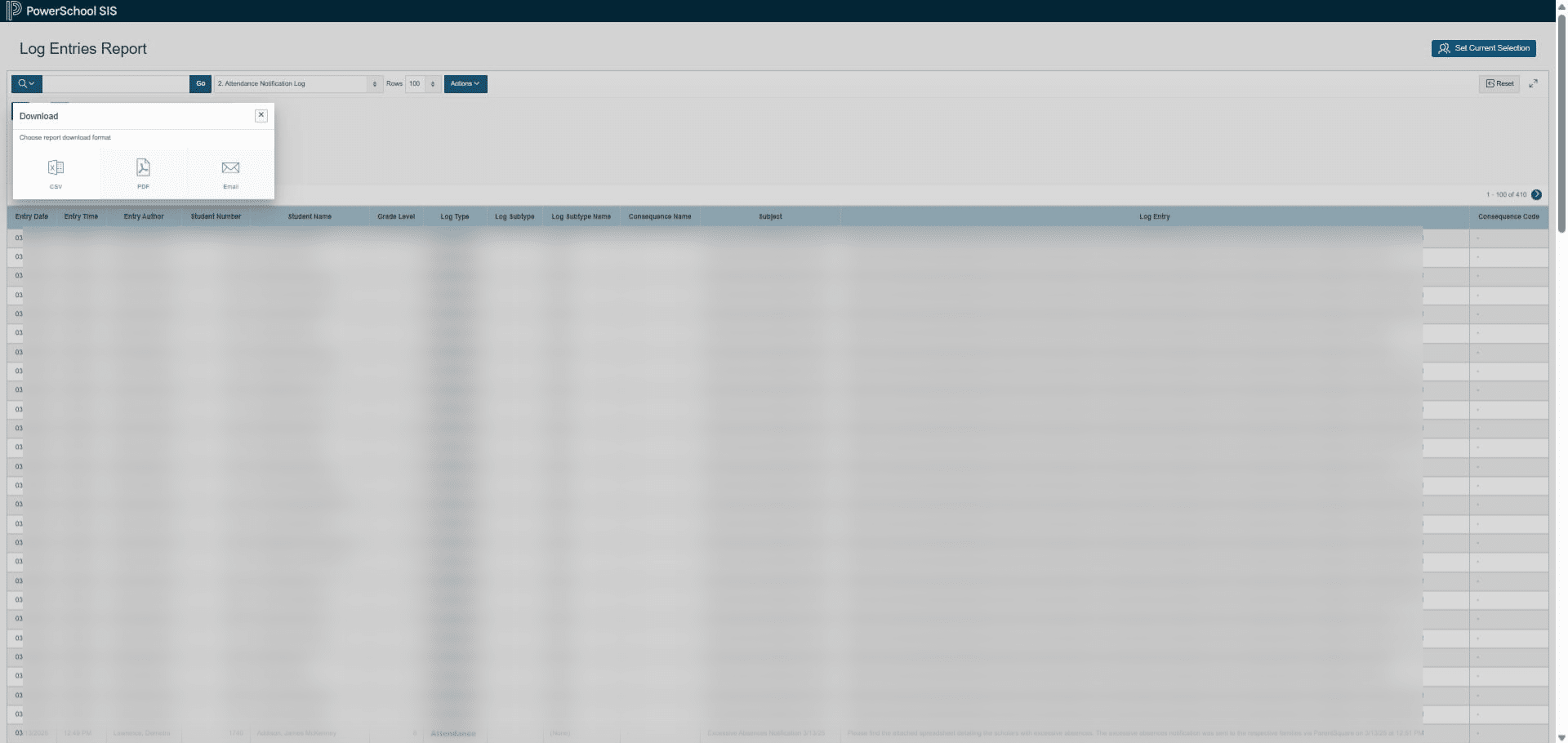 Click on CSV