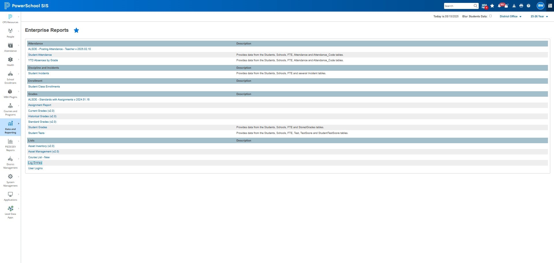 Click on "Log Entries"