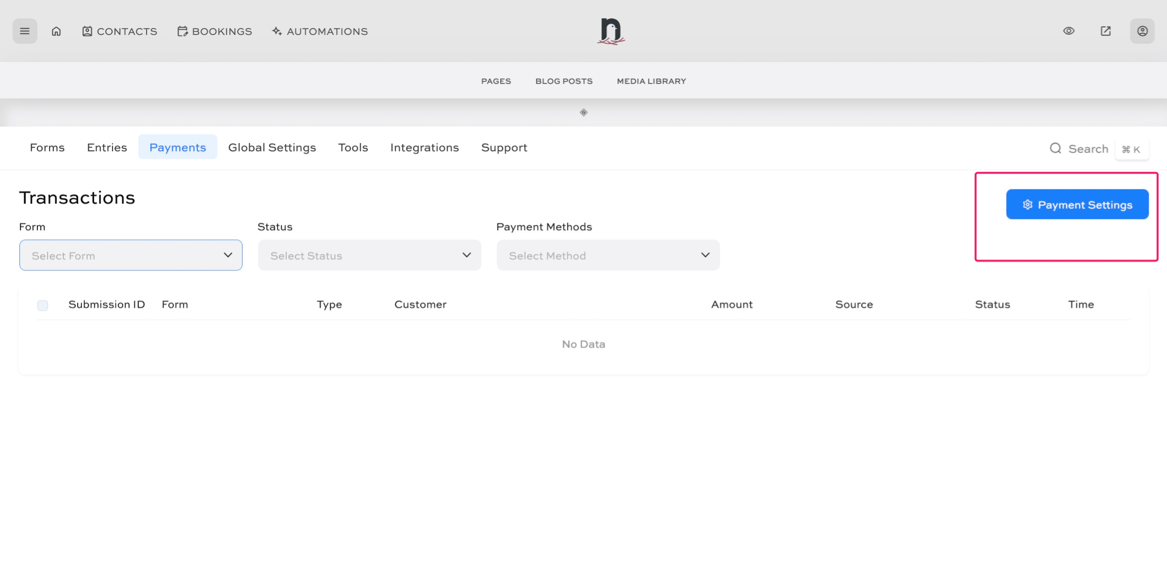 Click on "Payment Settings"
