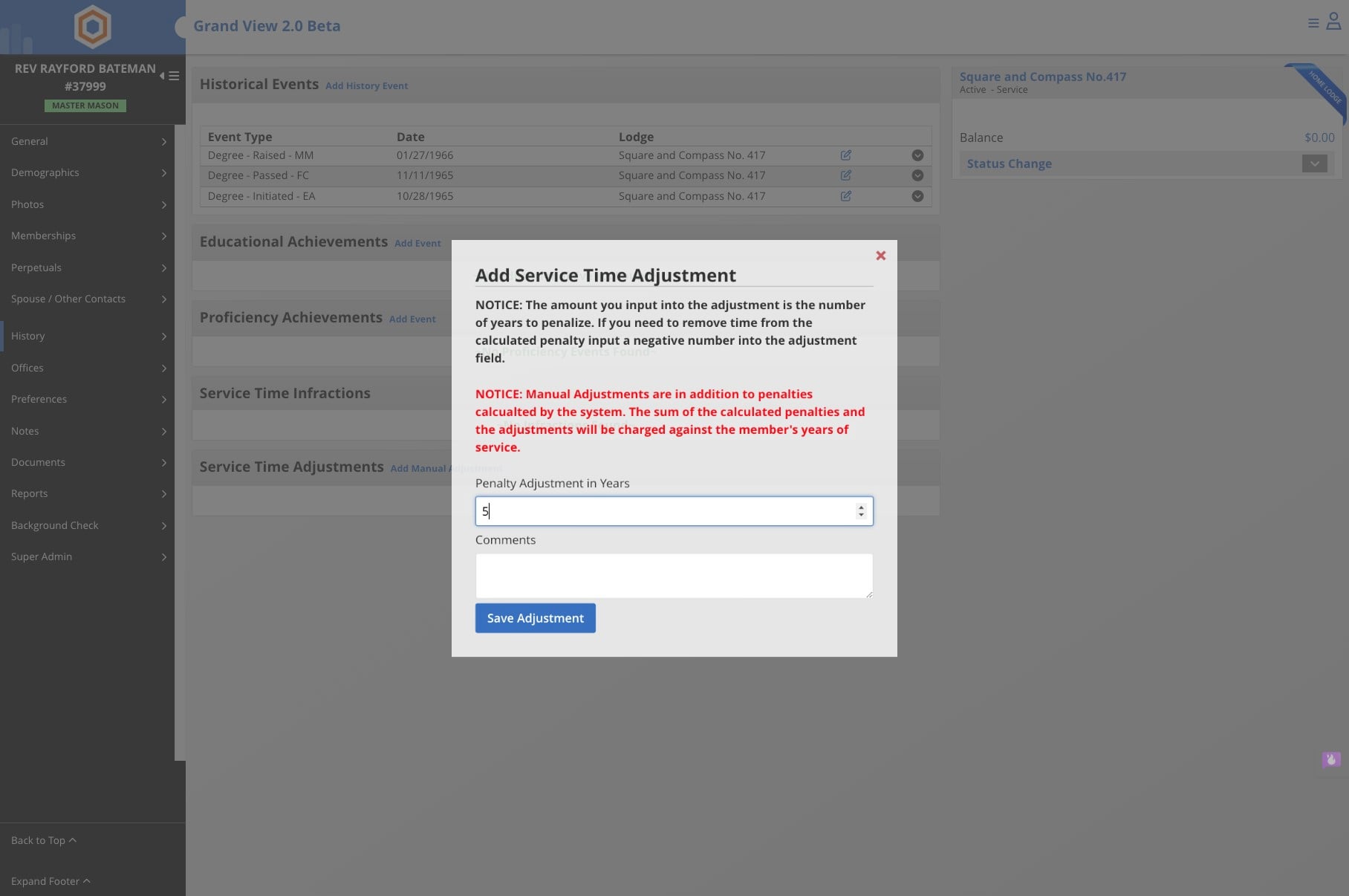 Click Save Adjustment