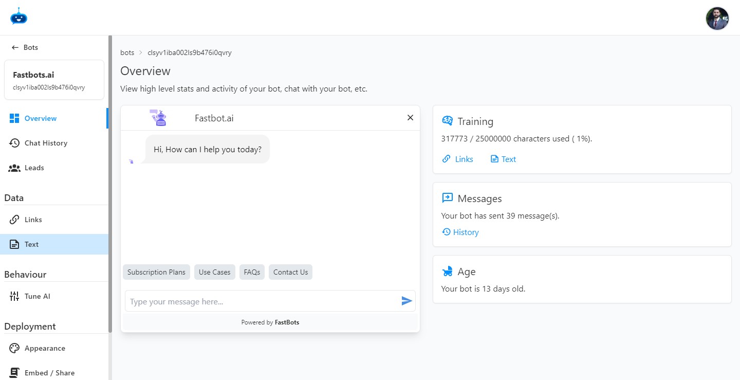 How To Train The Bot via Text Training Area