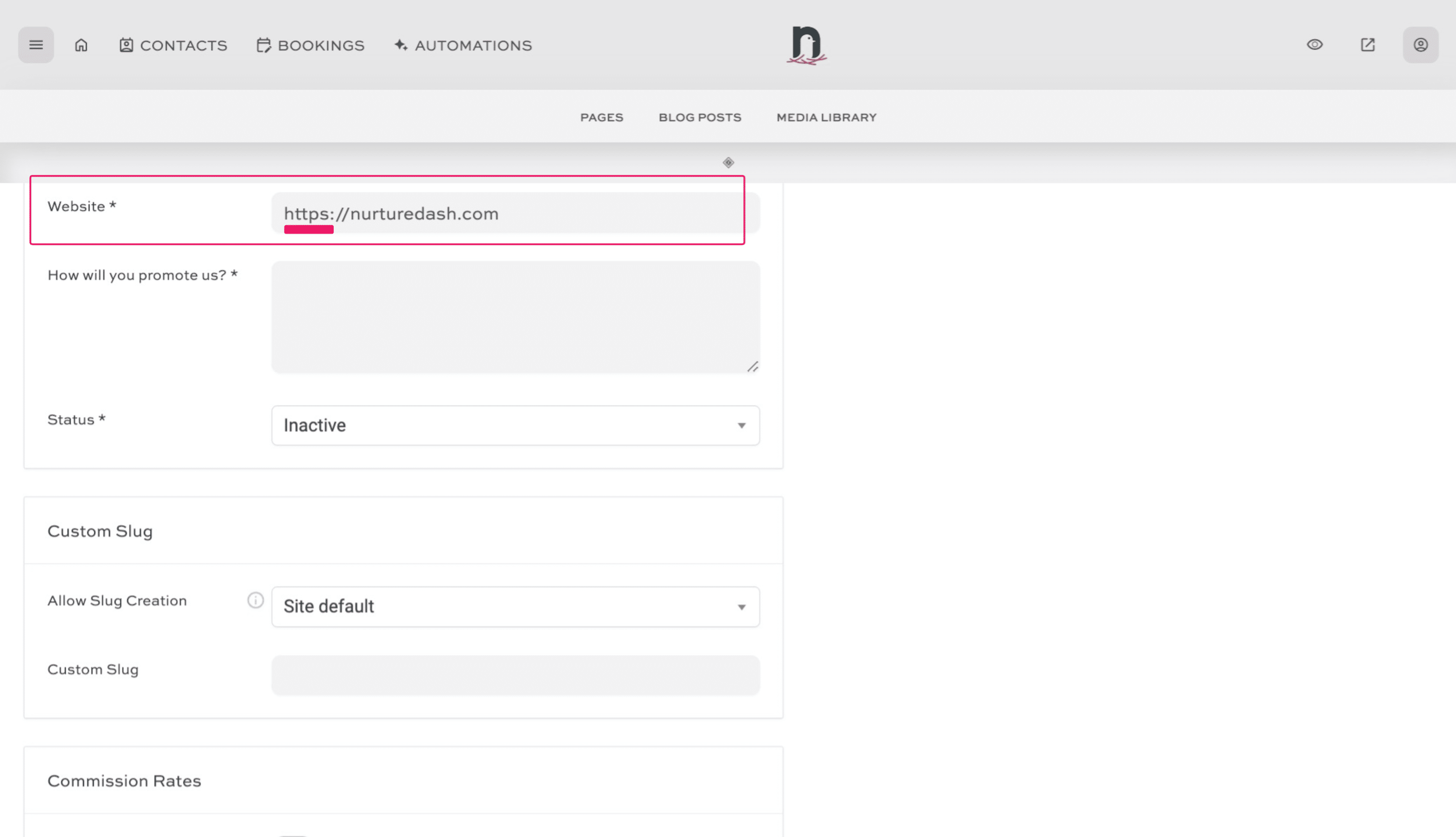 Enter their website address. Be sure to use the prefix https://