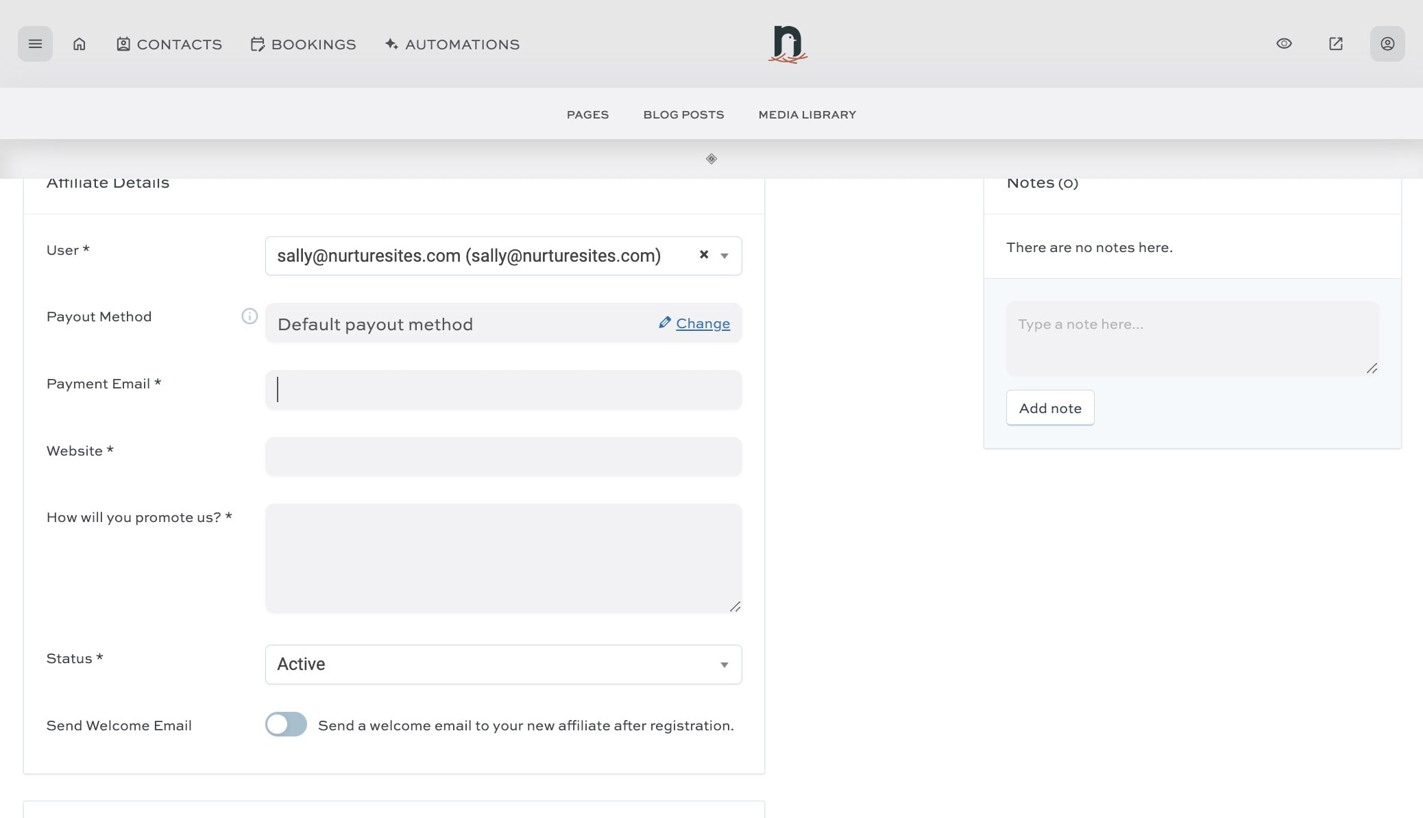 Enter the user's payment email. This is the PayPal address where they want to receive payment.