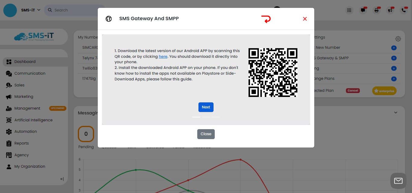 Click on "Next" to begin QR code sign in (Skip to step 24 if you've already logged in manually)