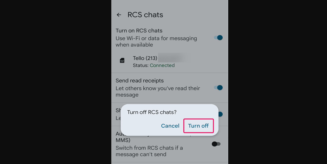 Select "Turn off"