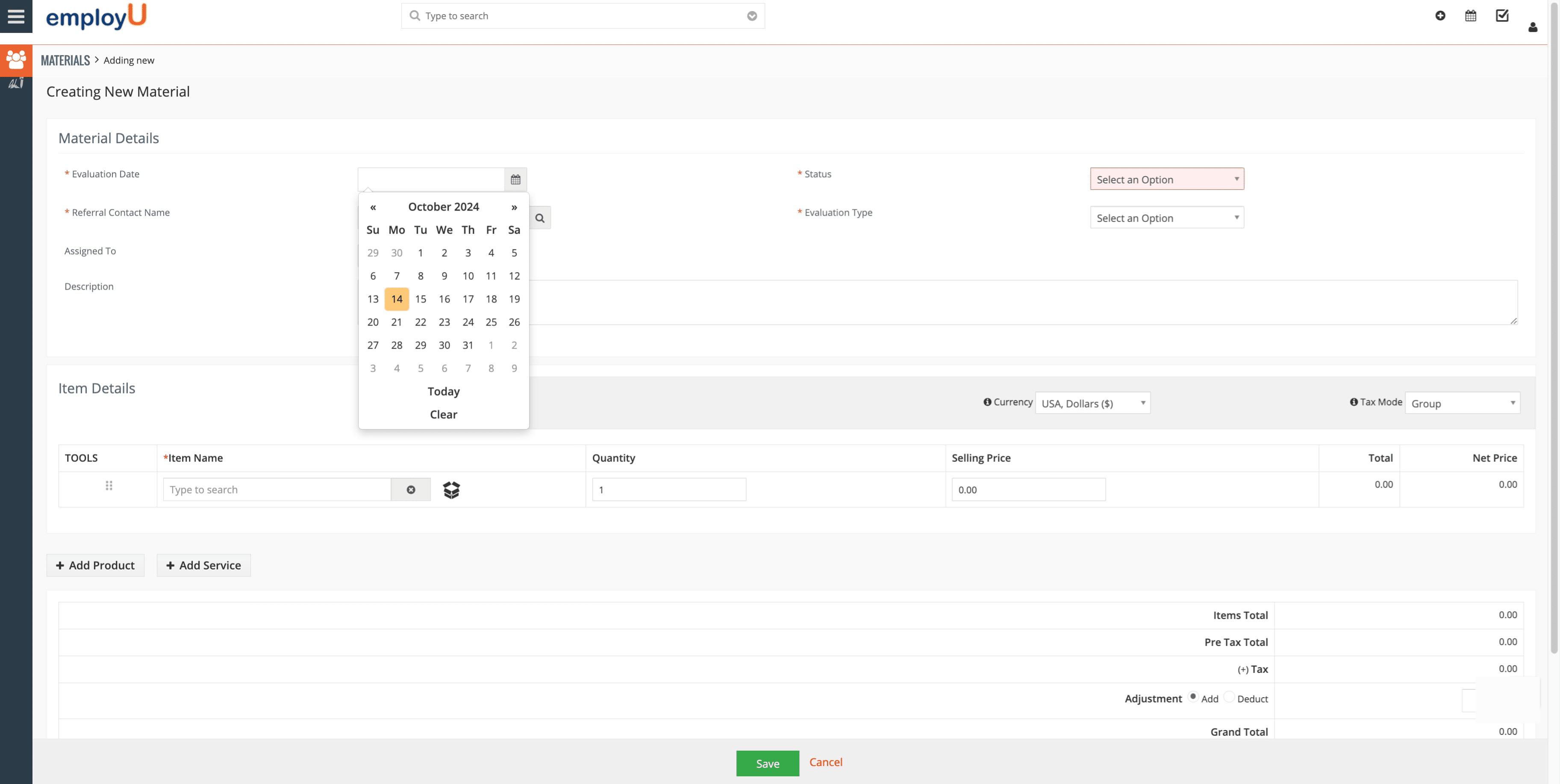 Select the appropriate evaluation date.