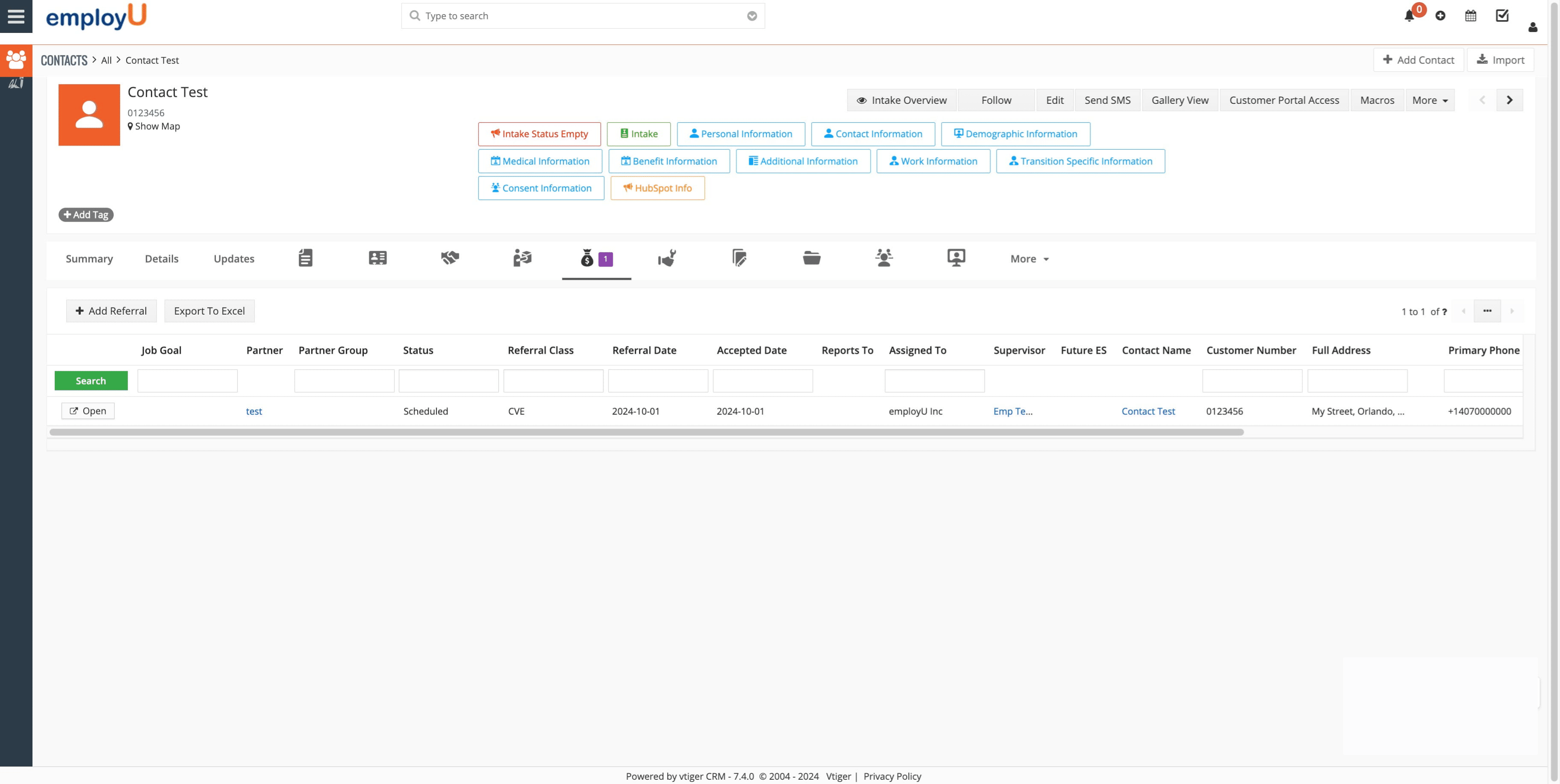 Open the appropriate referral.
