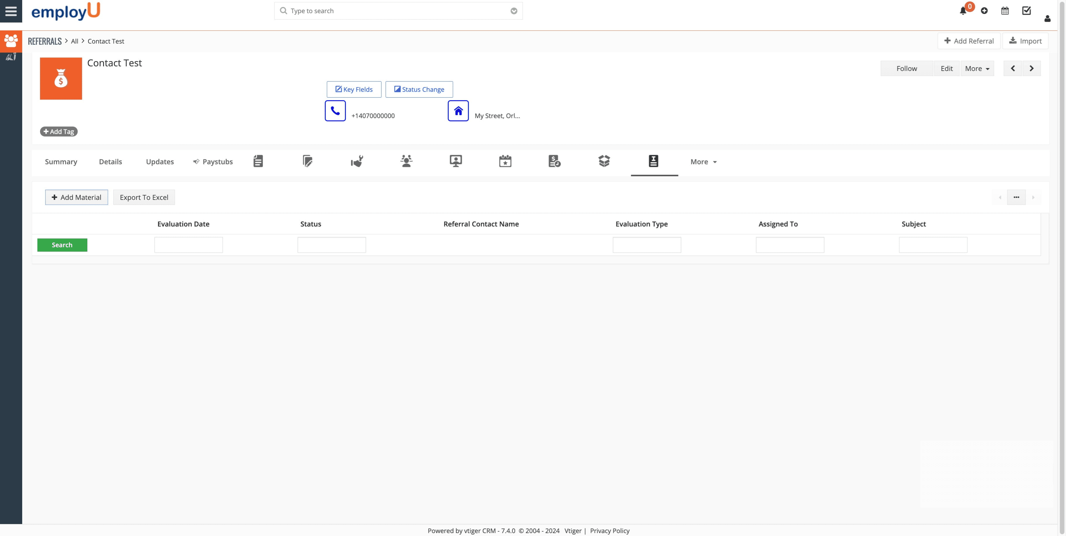 Start the process by clicking 'Add Material'.