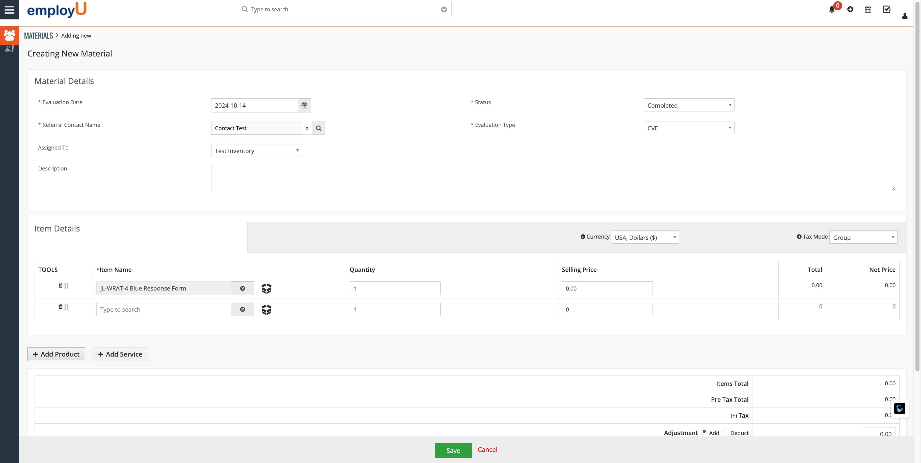 Click the icon to search for the test.
