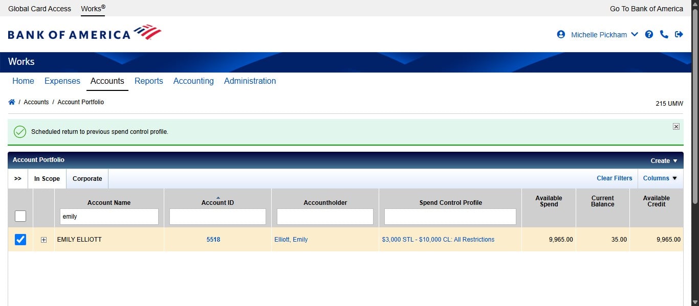 Email the user and their approver, CC spcc@umw.edu, letting them know that you've temporarily increased their limits using the profile change email template. 