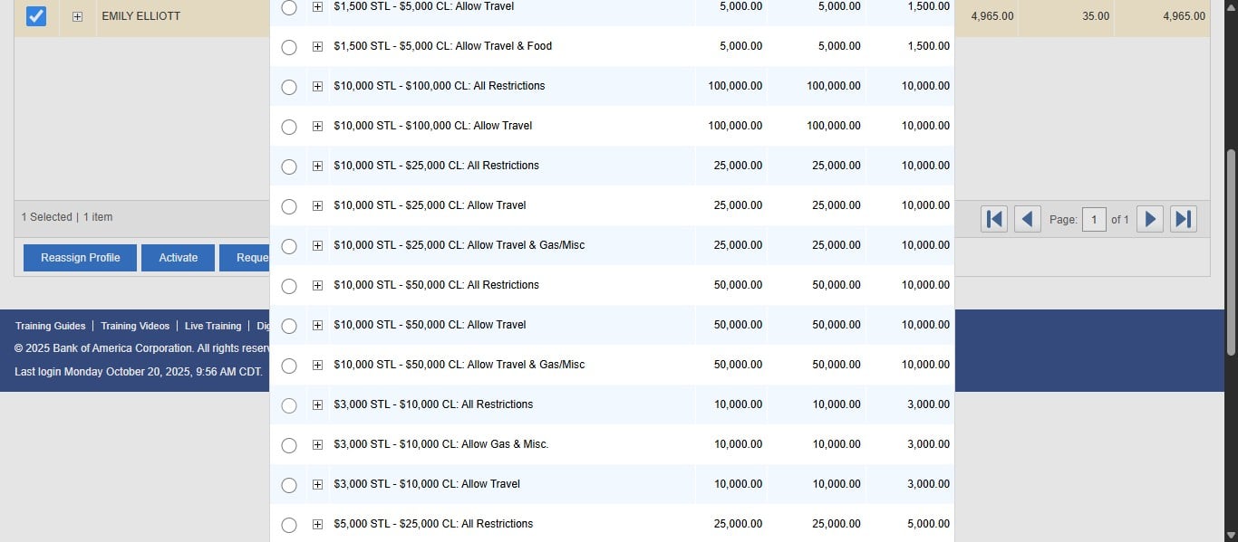 Select the desired profile.
