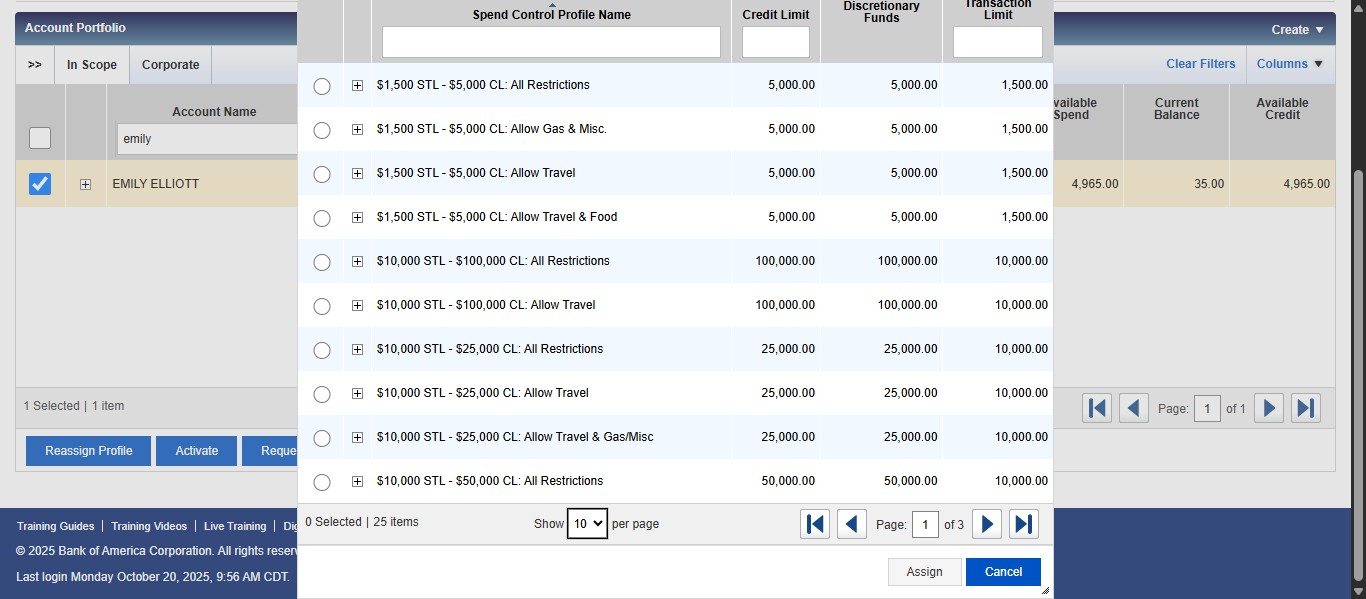 Navigate to the profile needed.