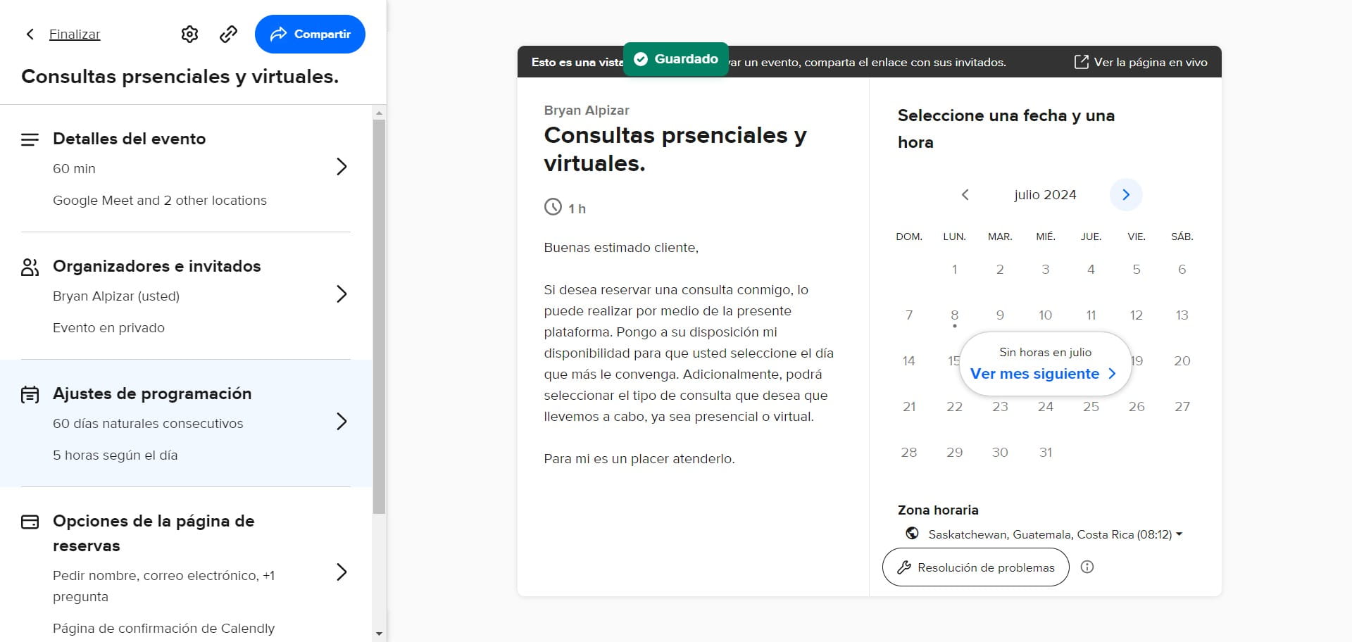 Click en "Ajustes de programación"