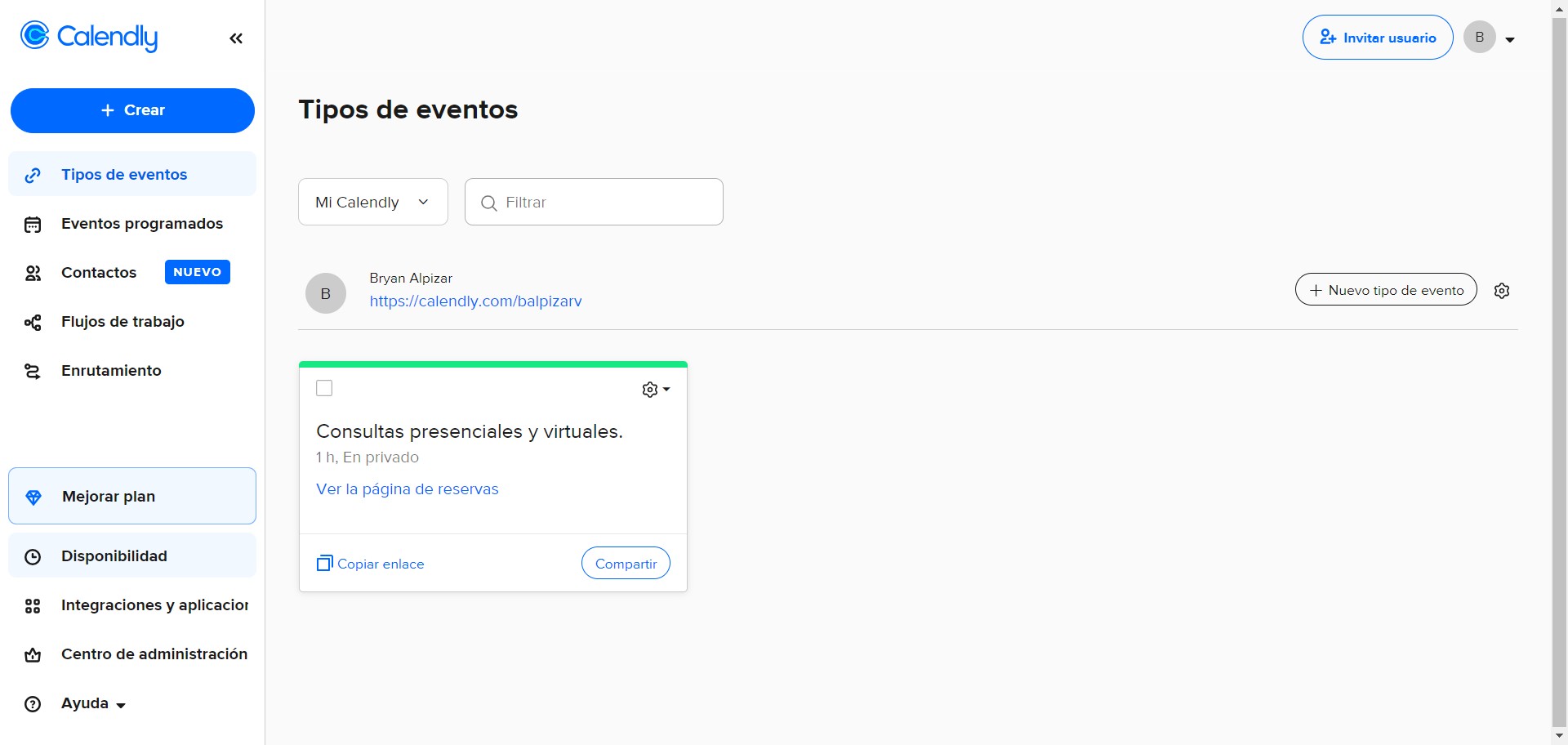 Para incluir la información de sus horarios, haga click en "Disponibilidad".