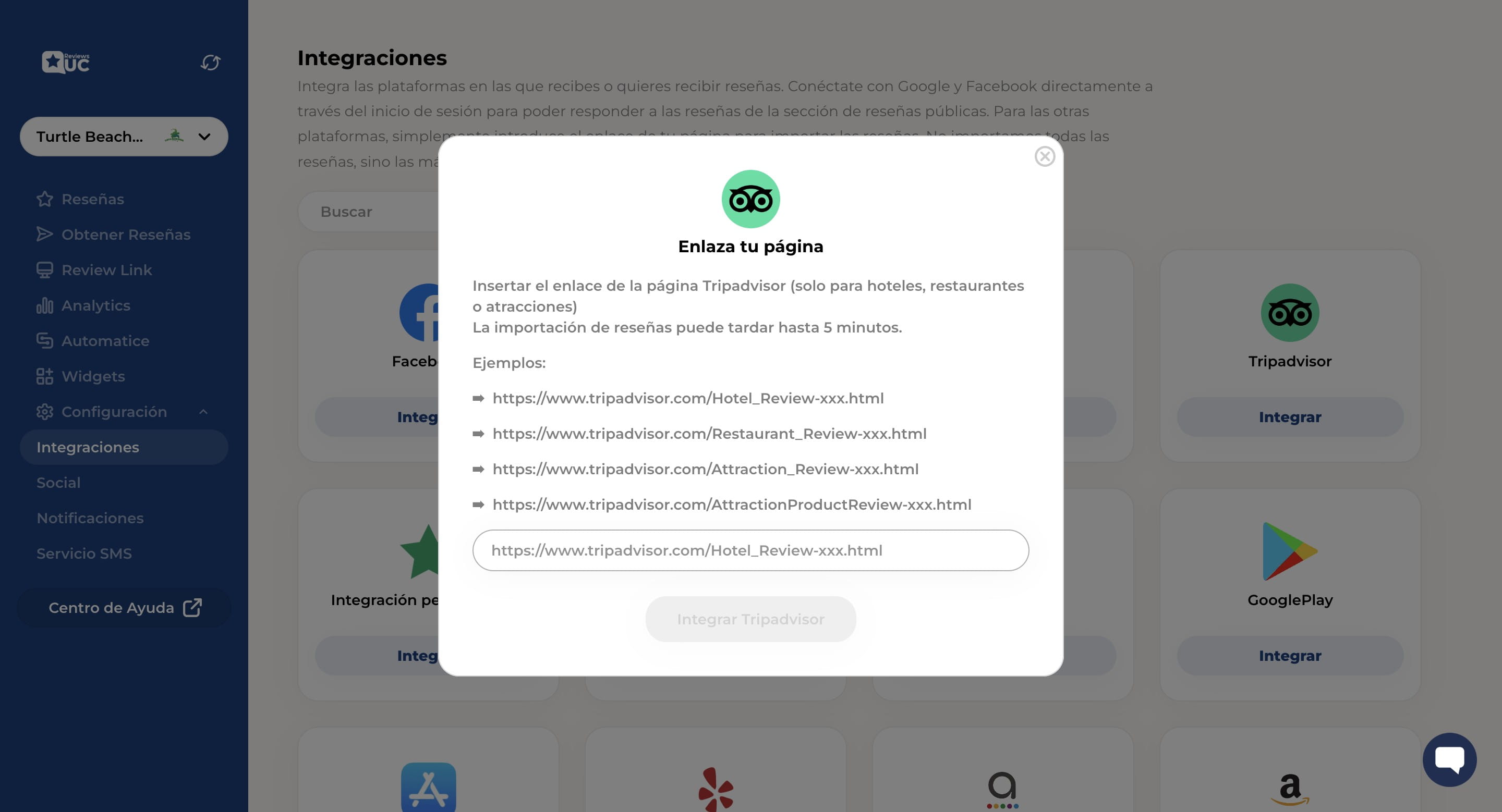 Copia y pega el link de tu página de tripadvisor