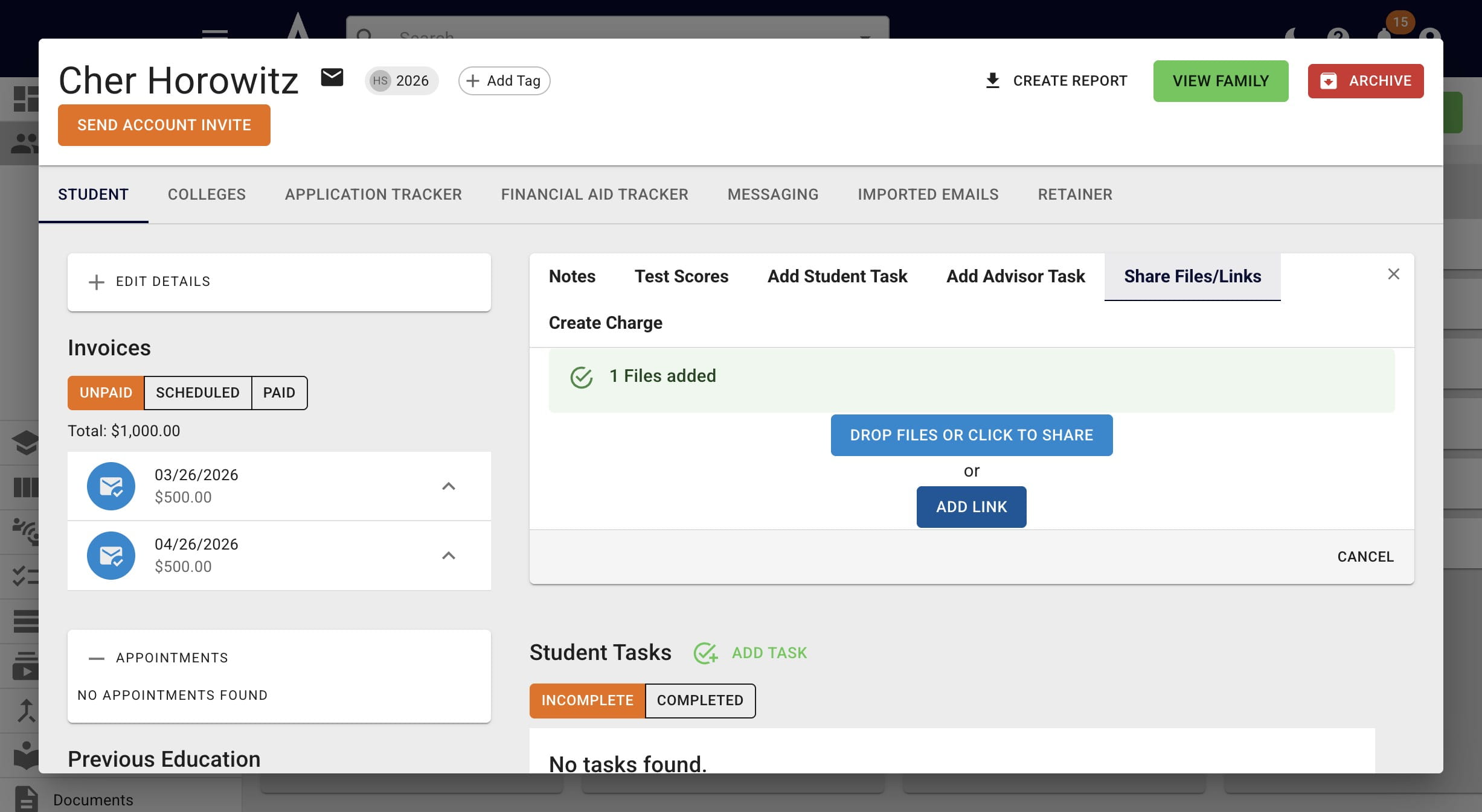 To add any type of URL (website, Google Doc, etc.) press **Add Link.** 