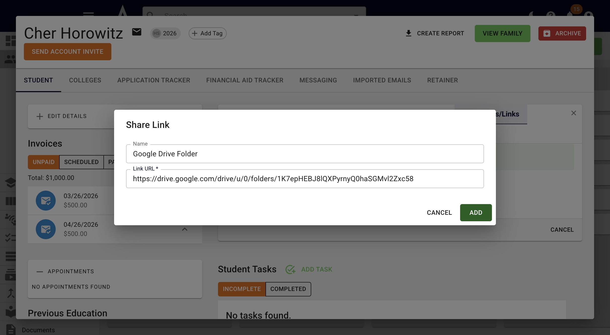 Once you'e pasted the URL and the applicable title, press **Add.** 