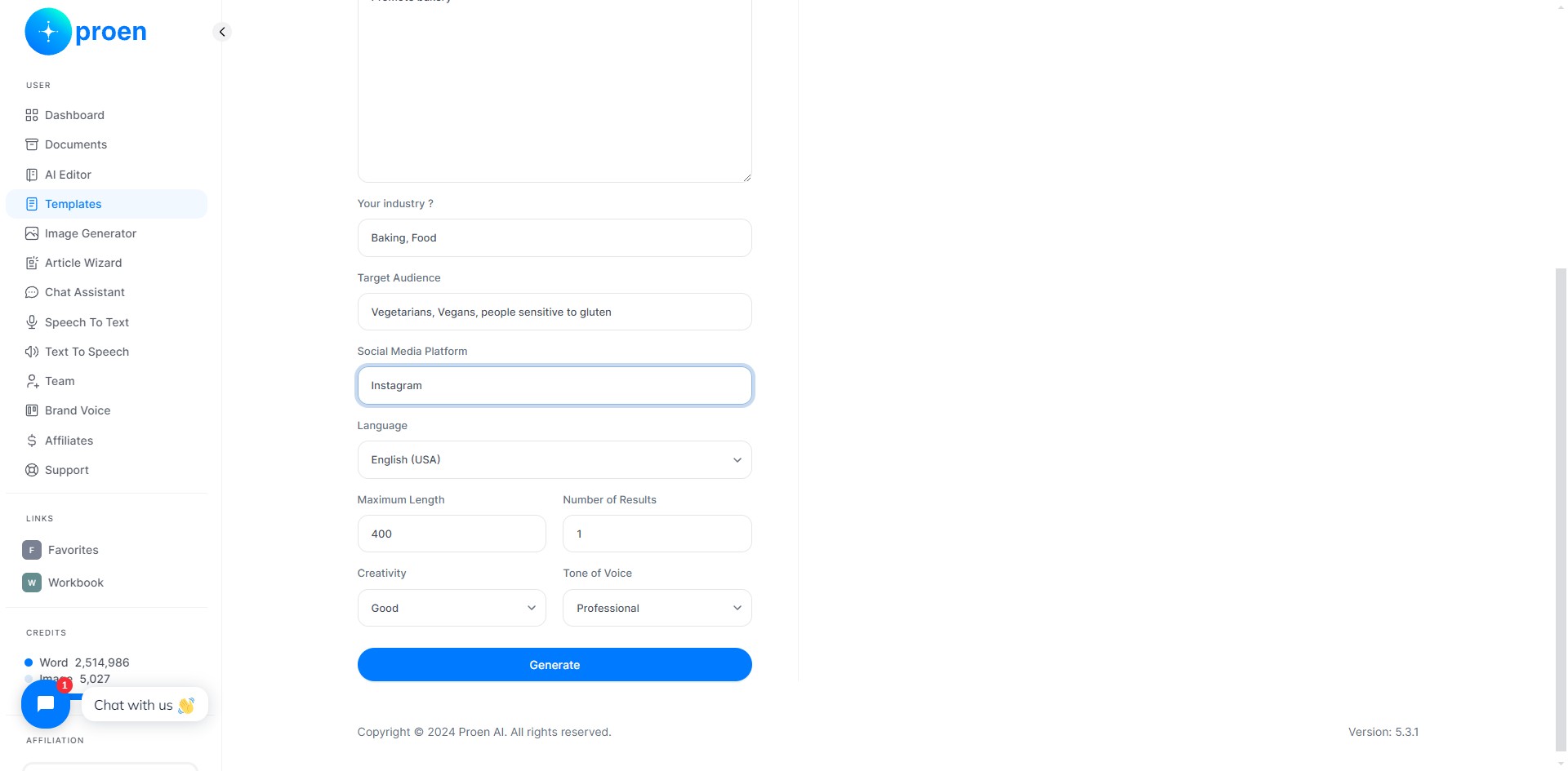 **Optional**: curate the content that will be generated