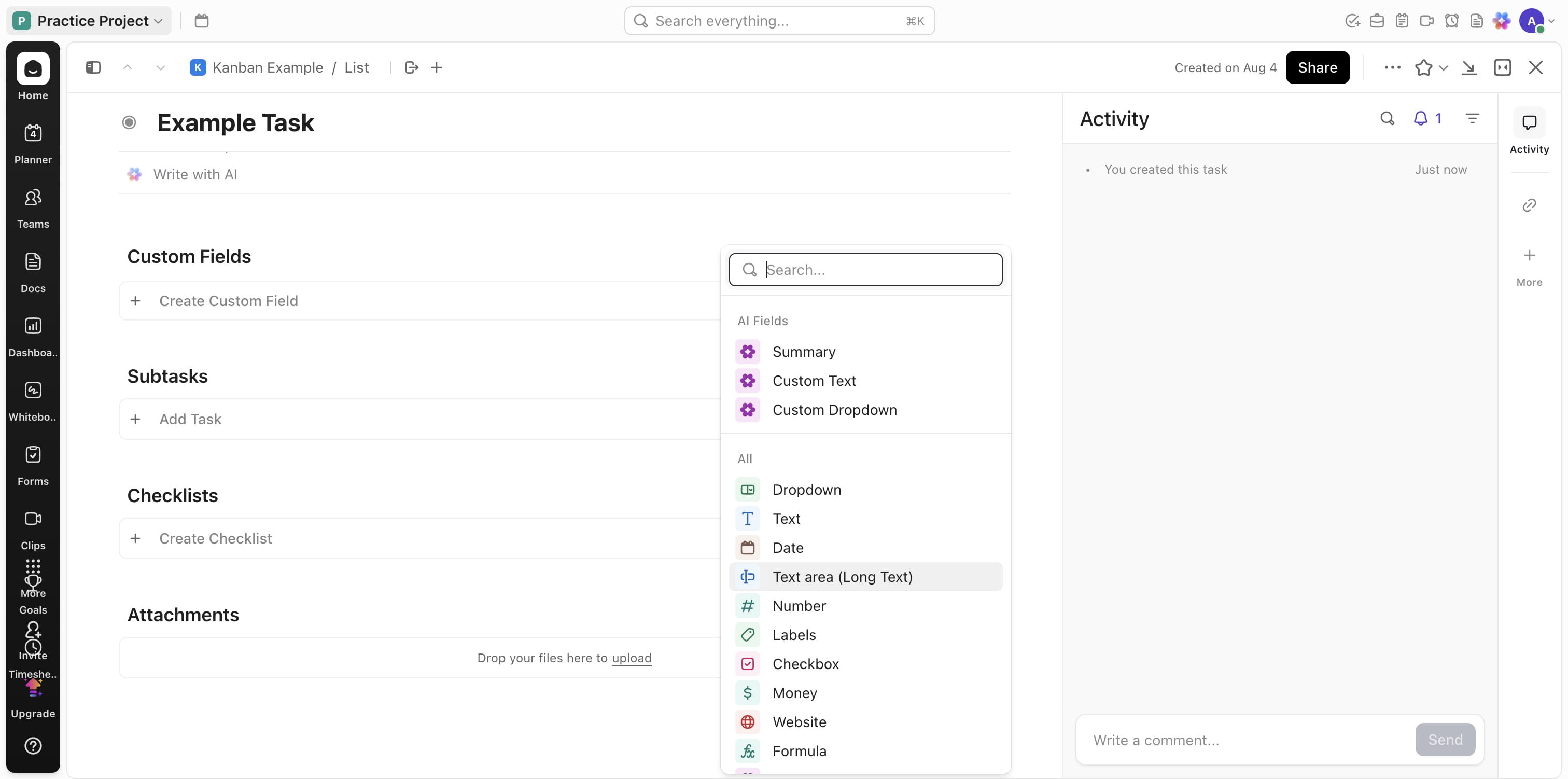 Choose the type of fields and add names accordingly