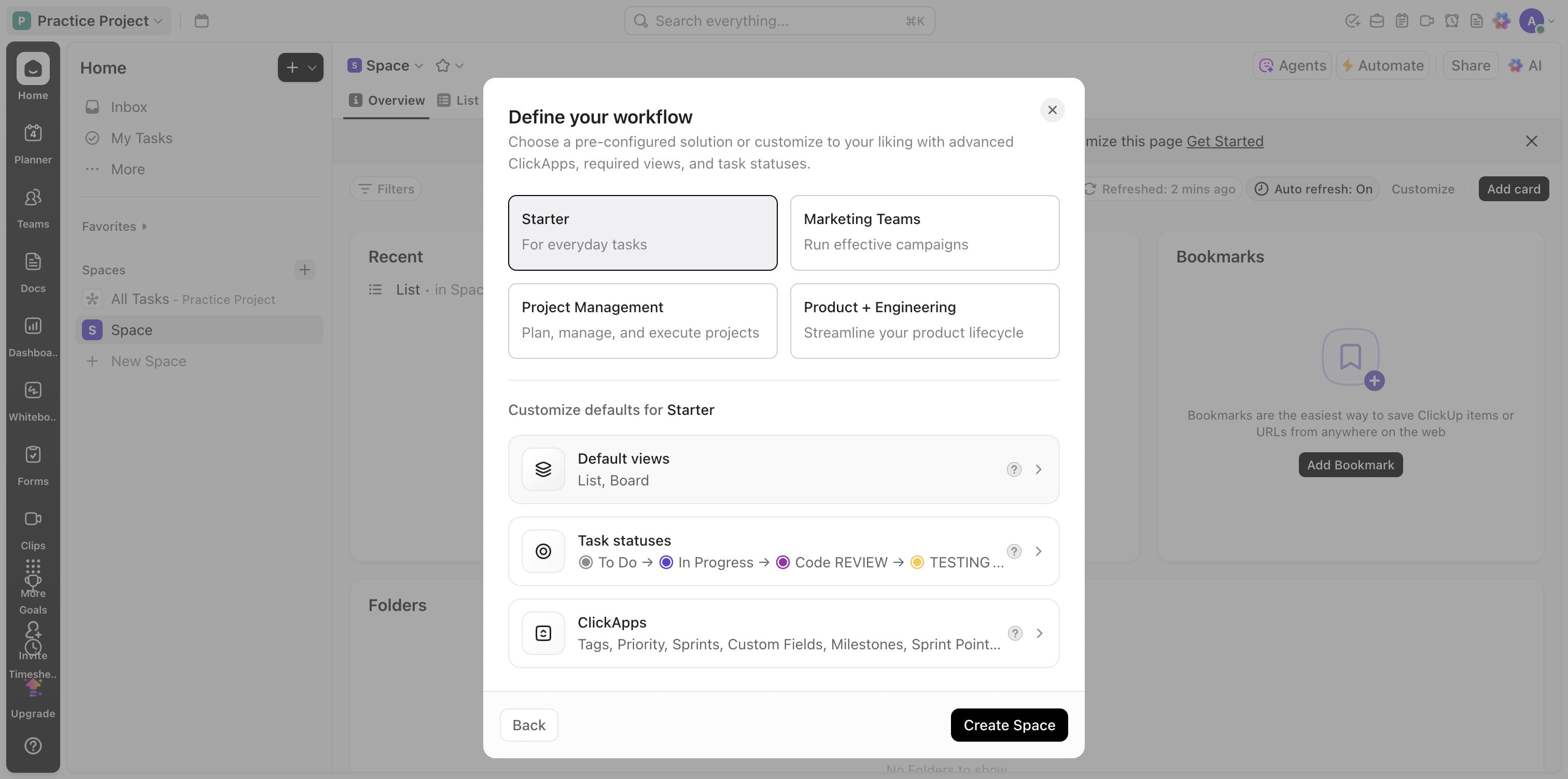 You can also edit the views you want on your space