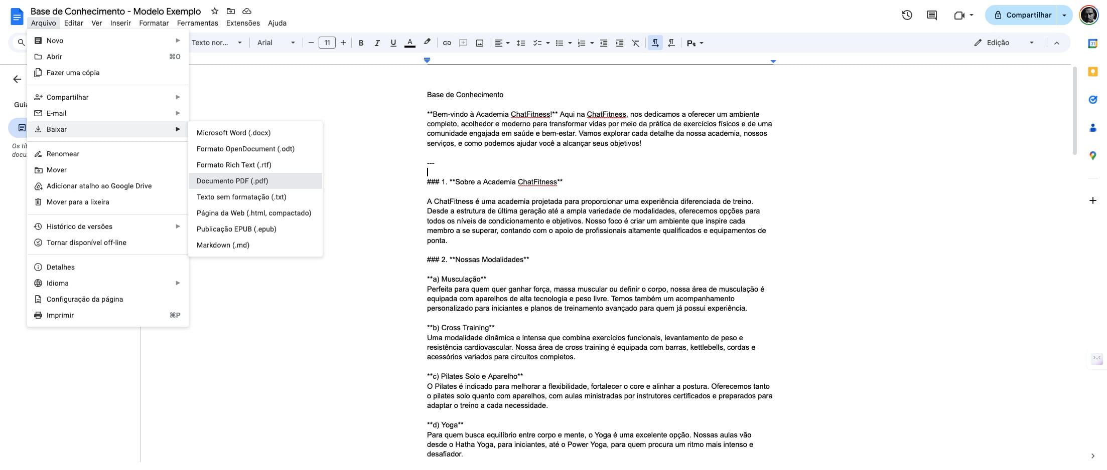 Click on "Documento"