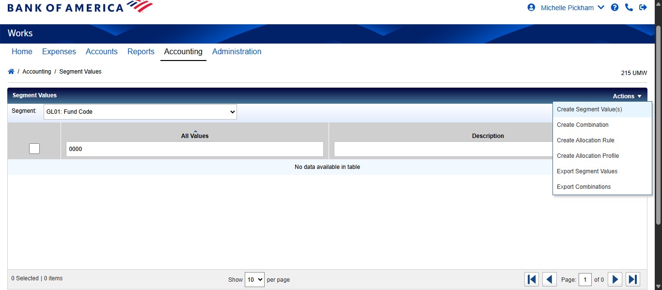 Click on "Create Segment Value(s)"