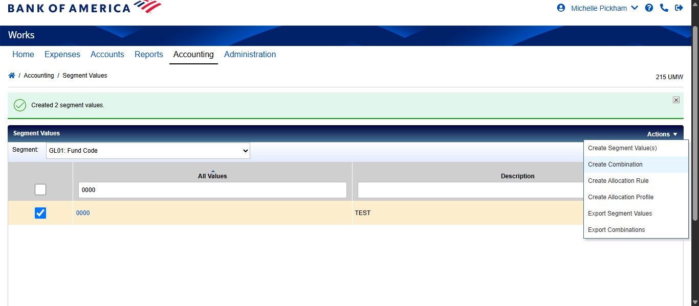 Click on "Create Combination"