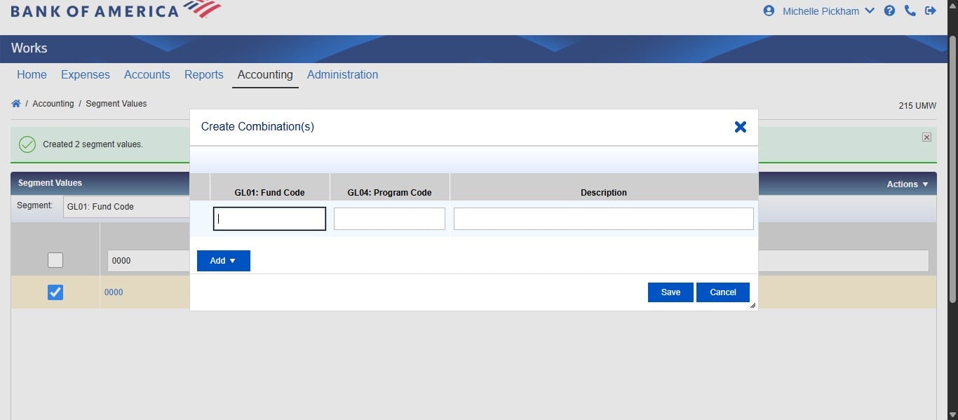 Enter the new fund code you just created.